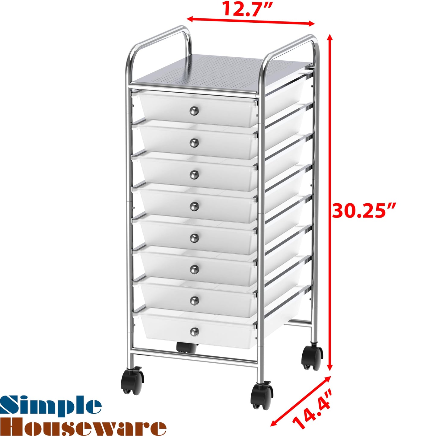 Simple Houseware 8-Drawer Rolling Storage Utility Cart with Wheels for Office, Chrome