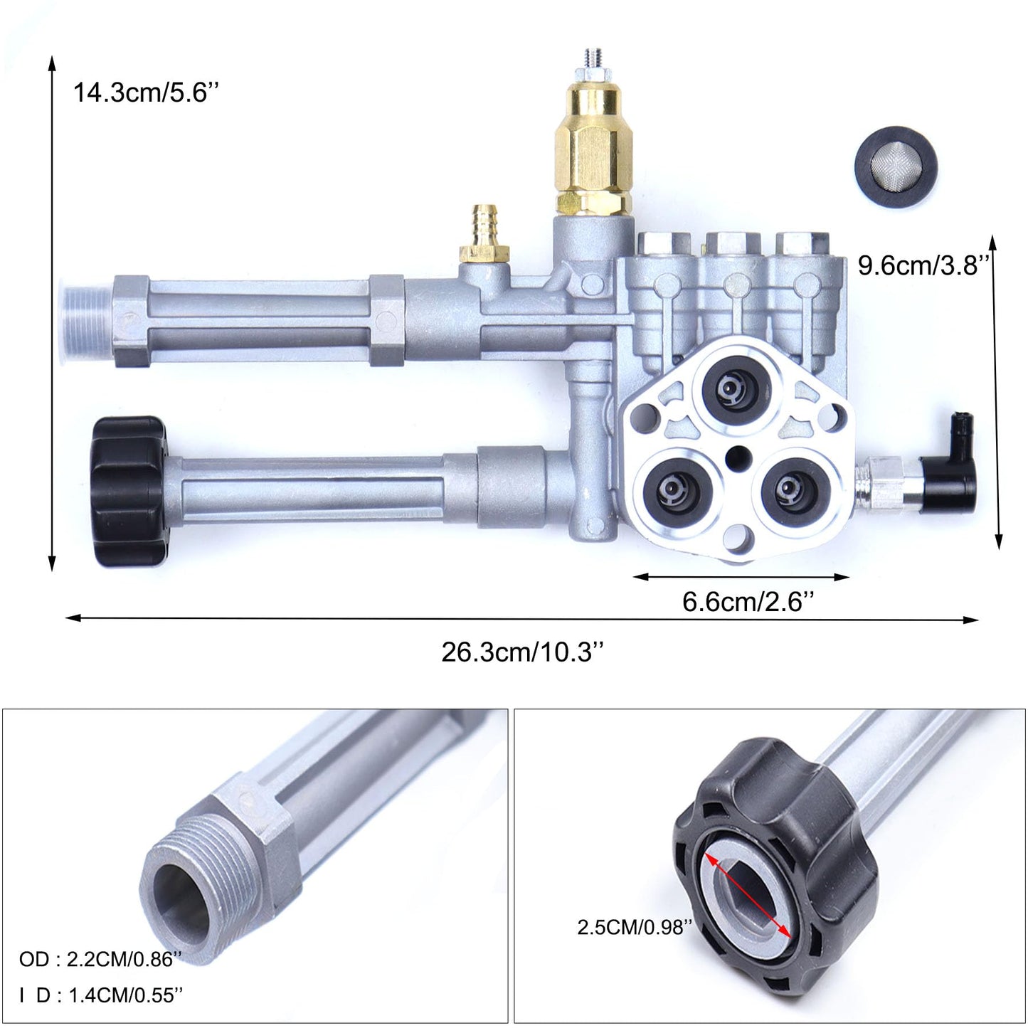 MOCW Pressure Washer Pump Head Assy Aluminum AR42518 AR43061 AR42940 Compatible with Troy Bilt RMW SRMW Series Pumps RMW2.2G24 2G23B 2G24 2G20 2G25 SRMW2.2G26