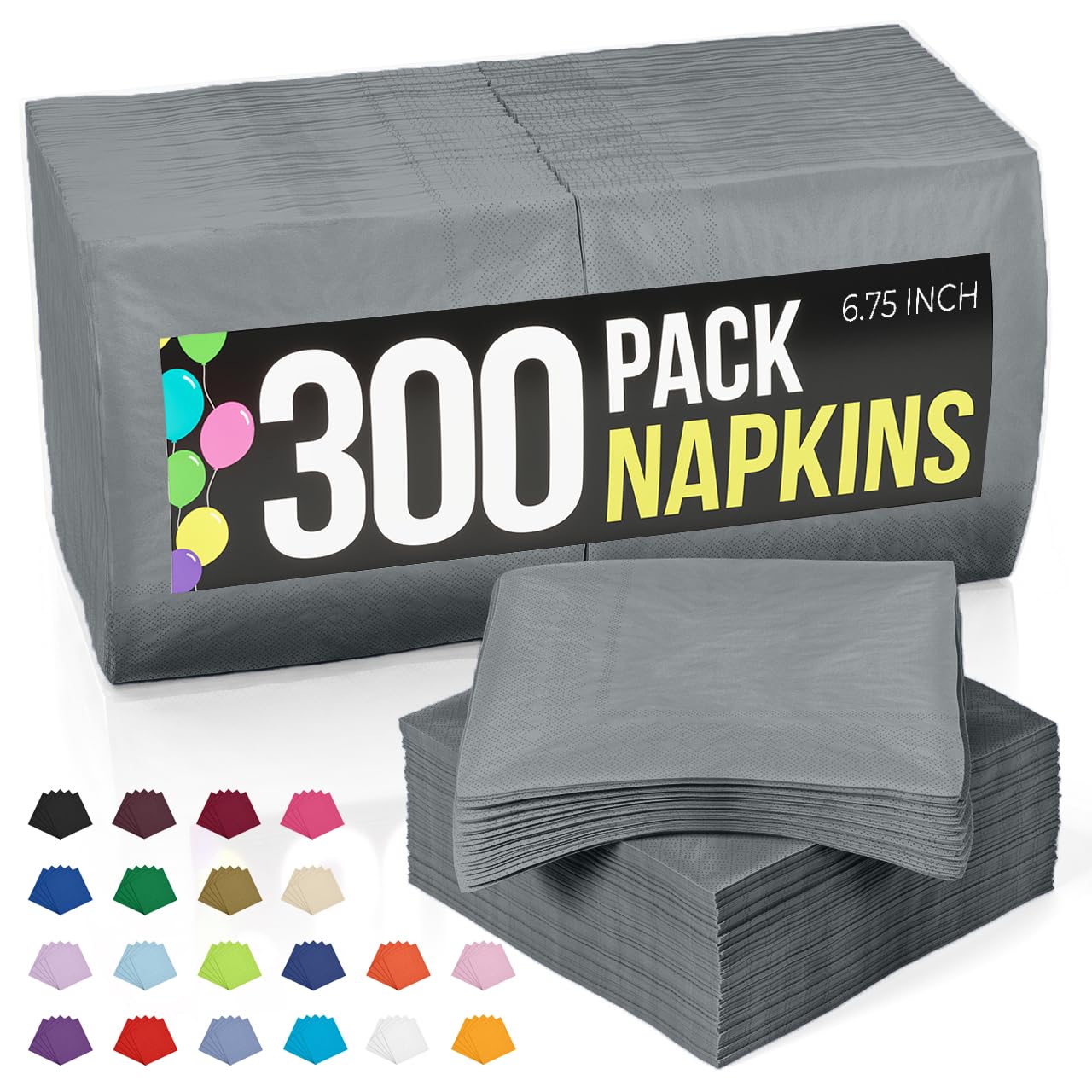 300 Pack Silver Napkins Disposable, 2 Ply Party Napkins, Silver Disposable Napkins, Fun Napkins Everyday – Great As Cocktail Napkins Or Beverage Napkins Paper Exquisite