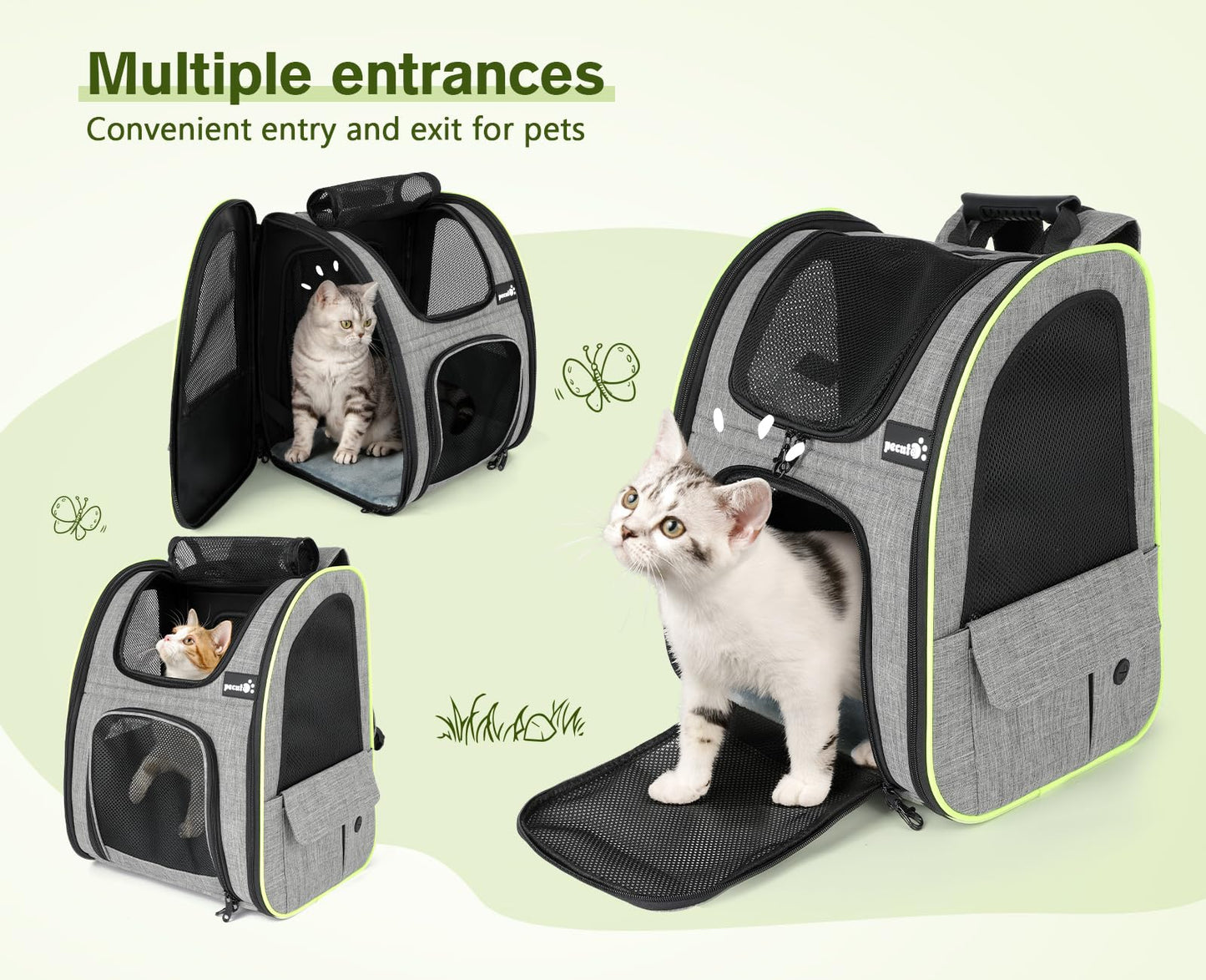 Pecute Pet Carrier Backpack, Dog Carrier Backpack, Expandable with Breathable Mesh for Small Dogs Cats Puppies, Pet Backpack Bag for Hiking Travel Camping Outdoor Hold Pets Up to 1 Count (Pack of 1)