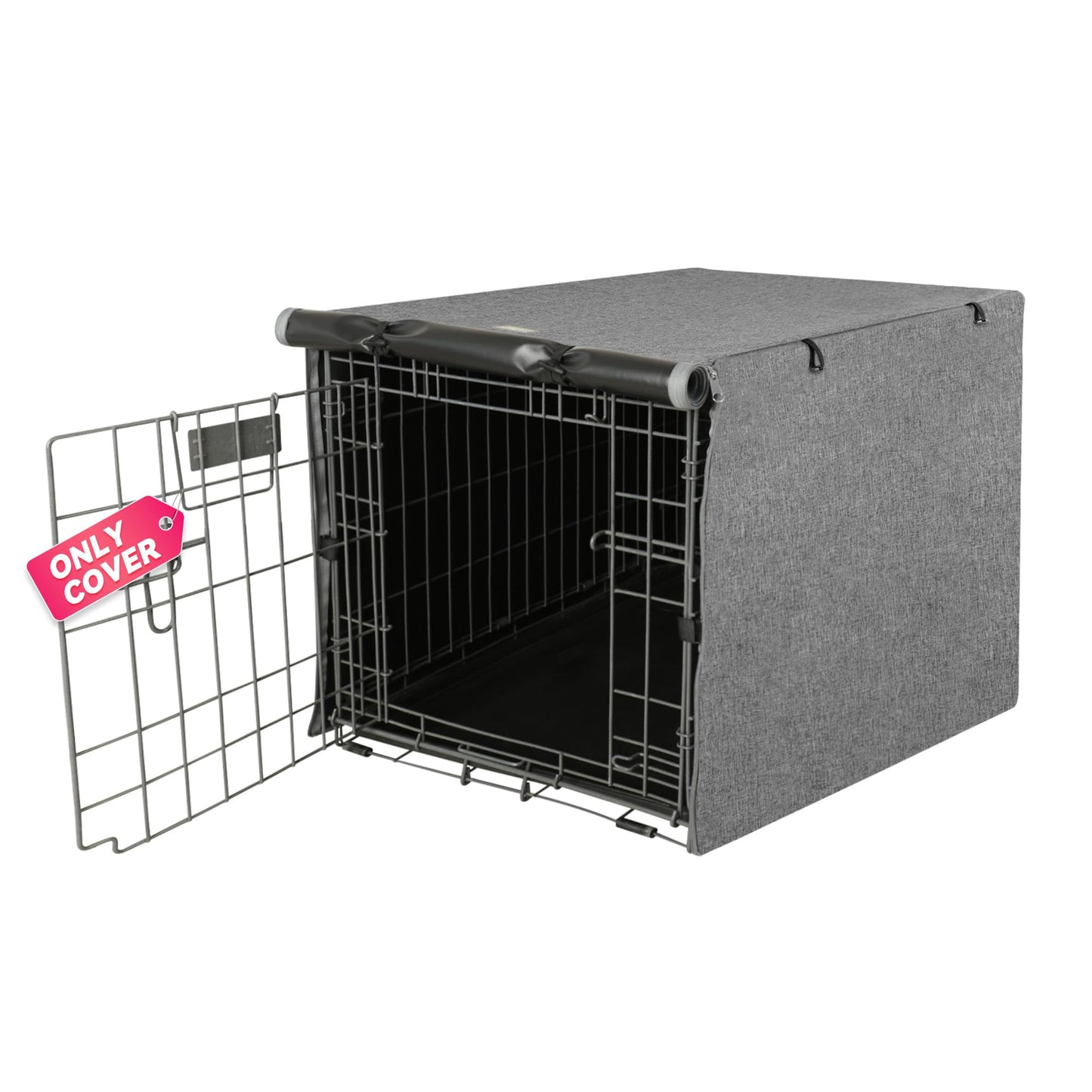 Seiyierr Double Door Dog Crate Cover, Dogs Kennel Covers for Metal Puppy Crates, Lightweight 600D Polyester Indoor/Outdoor Protection (Fits 24 30 36 42 48 inches Wire cage)