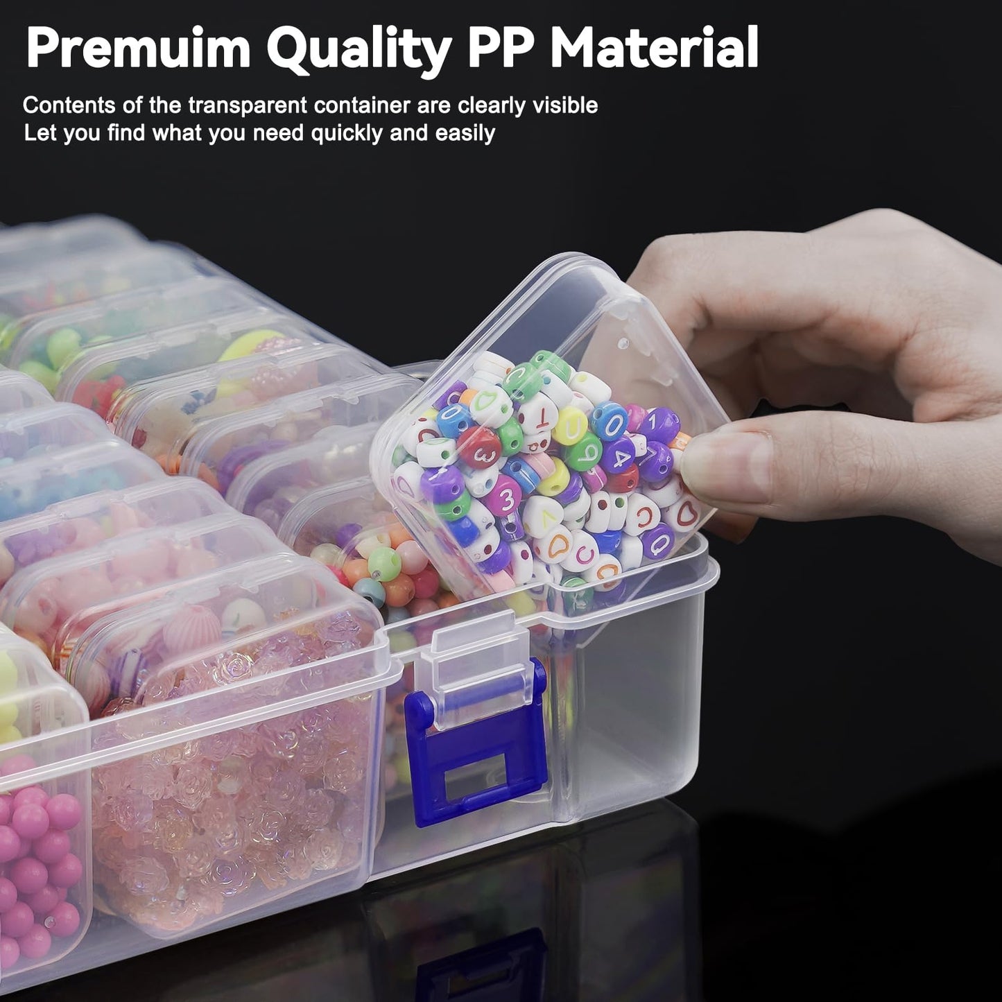 DILIBRA Bead Organizer Box, 92Pcs Small Bead Organizers and Storage Plastic Cases, Mini Clear Storage Containers Boxes with Hinged Lid for Diamond Painting Accessories Seed Jewelry Crafts