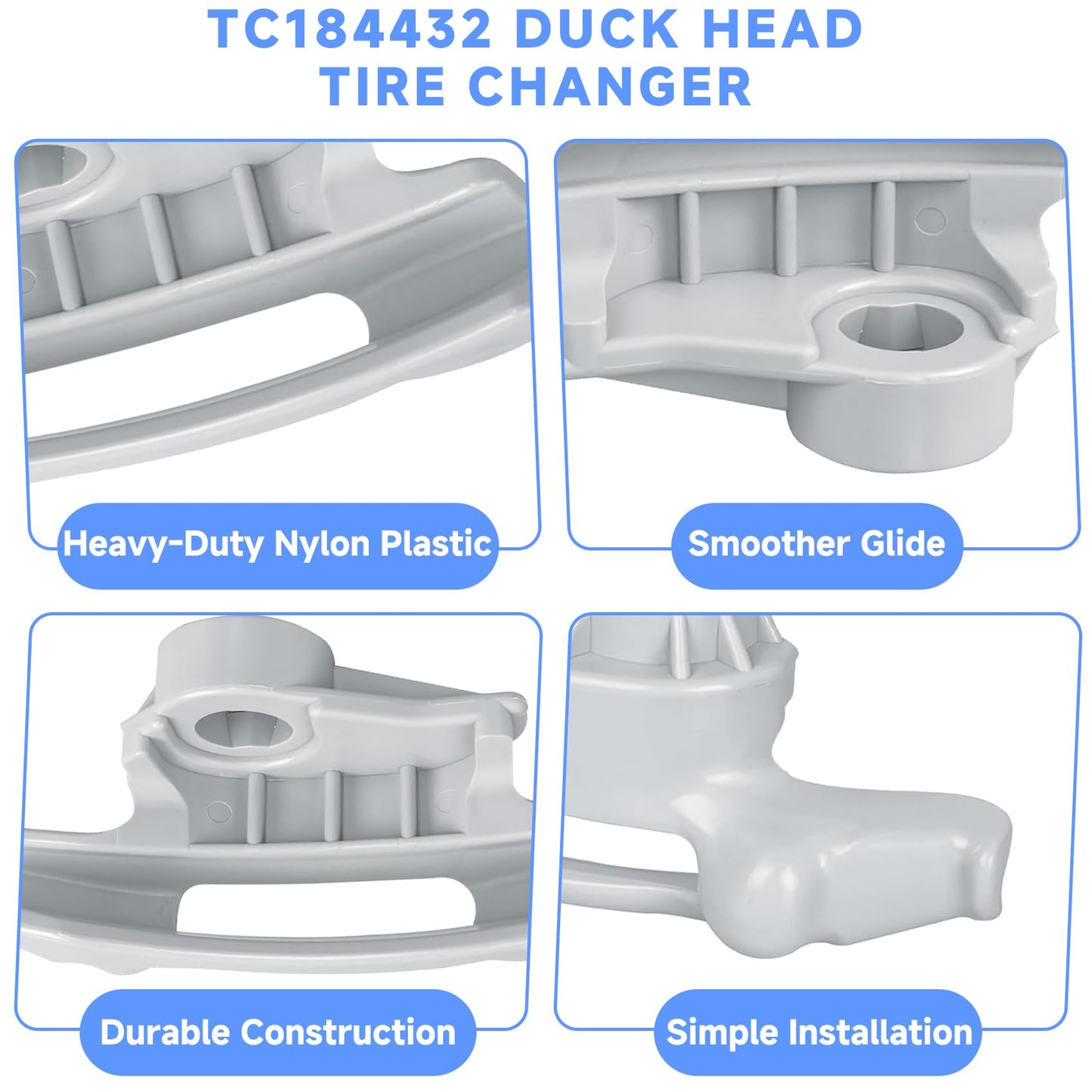 3 Pack Nylon Tire Changer Duck Head for Coats Tire Machine, Plastic Mount/Demount Duck Head Kit, Part# TC184432 & 8184432, Fits All Maxx Series, X-Series & RC Series (Grey)