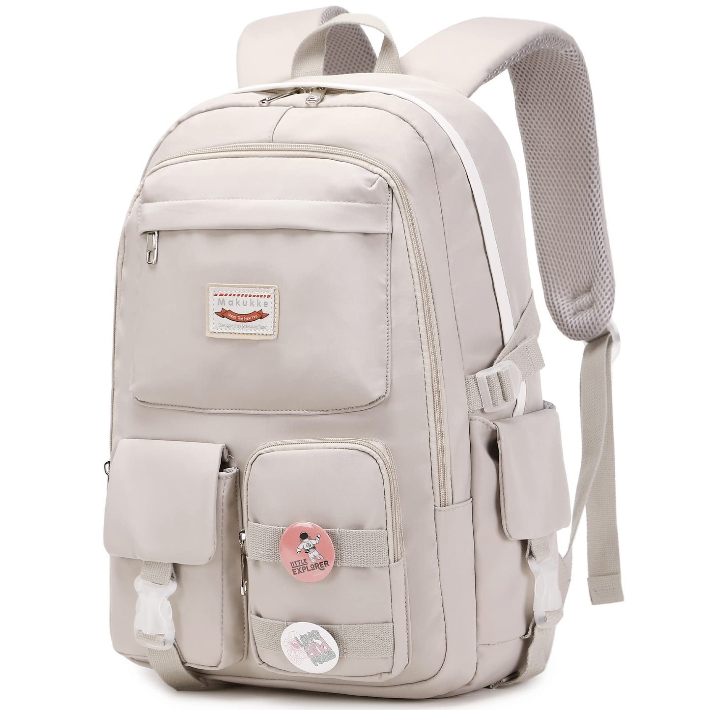Makukke School Backpacks for Teen Girls - Laptop Backpacks 15.6 Inch College Bookbag Anti Theft Women Casual Daypack, Gray