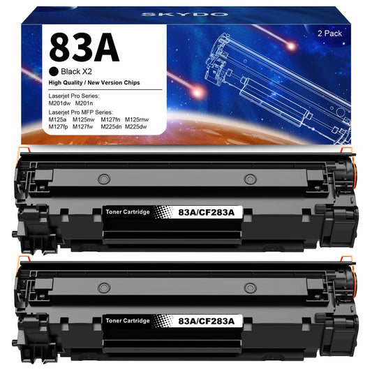 2-Pack 83A Toner Cartridge, M127 Toner, High Yield Replacement for HP 83A CF283A Work with HP Laserjet Pro MFP M125nw M127fw M127fn M201dw M225dw M125a M201n Laser Printer Toner (2 Black 83A)
