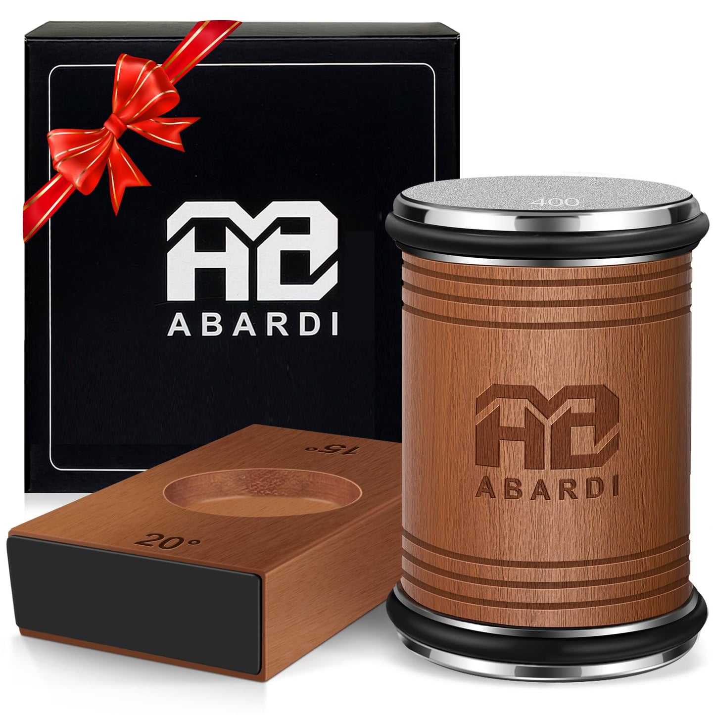 Abardi Rolling Knife Sharpener, Knife Sharpening with Diamonds Made Easy, Knife Sharpeners Kit with 15 & 20 Degree Magnetic Angle, Fathers Day Gift for Men Dad Husband Fathers (Walnut) ﻿