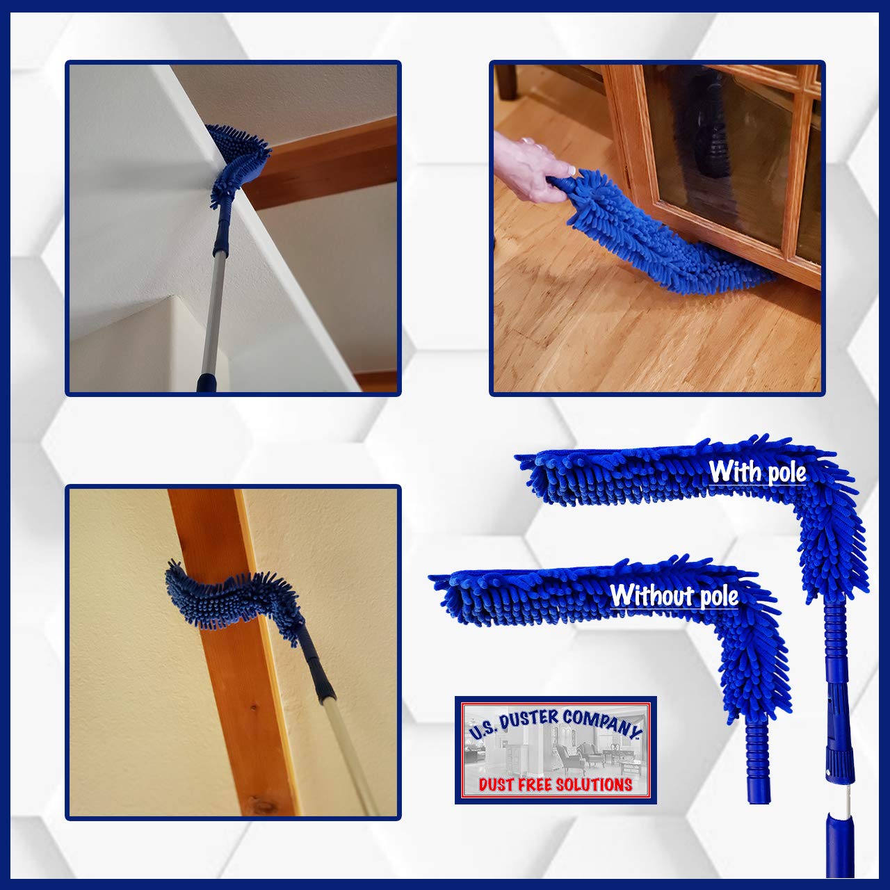 High Ceiling Duster Kit | Webster Cobweb Duster with Extension Pole | Ceiling Fan Duster 13 to 20 Foot Reach Telescope Pole | Lightweight Extendable Feather Like Dusters