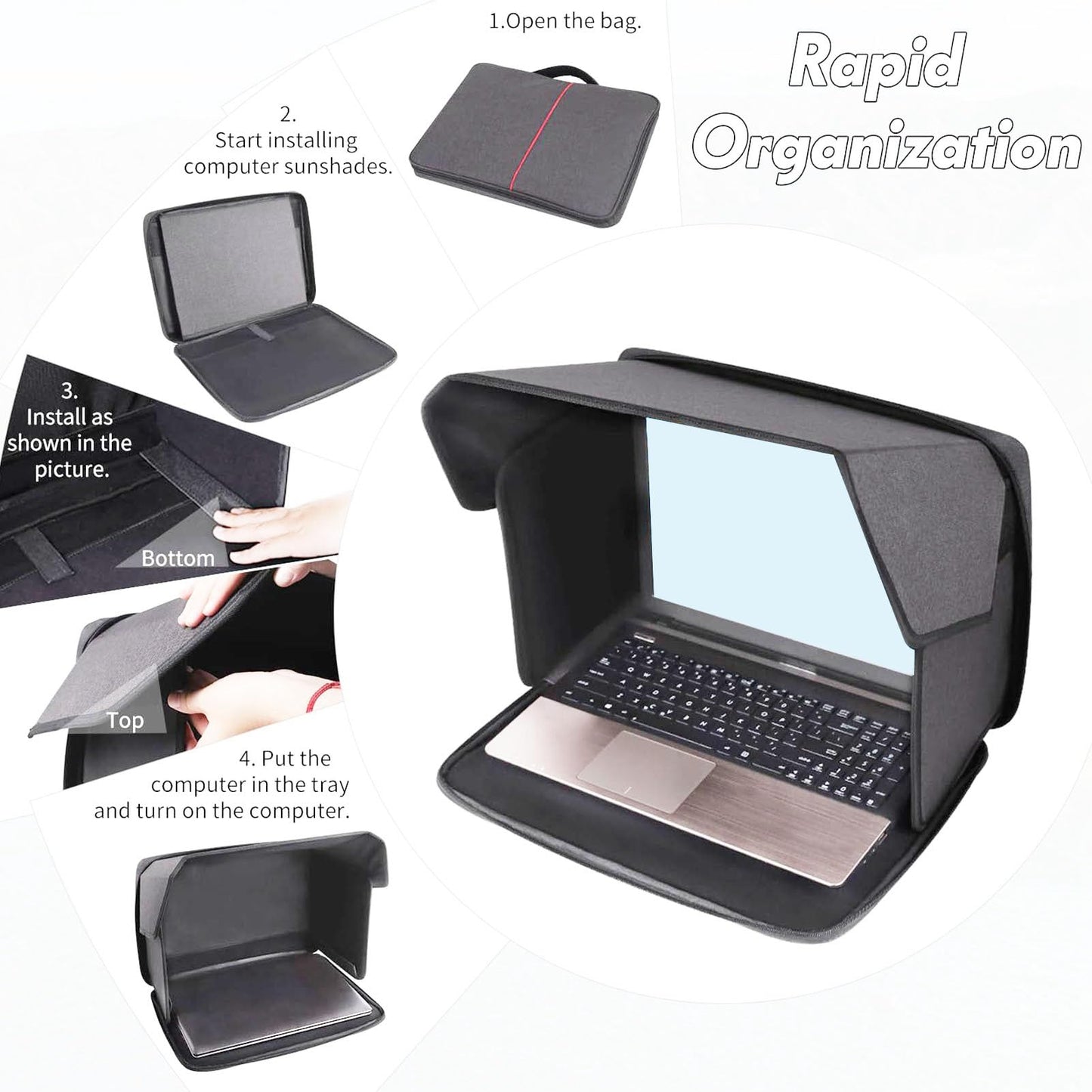 YUEHISY Laptop Sun Shade, Portable Privacy Protection with Anti Glare, Folding Sun Glare Shield, for Up to 16 Inch Laptops Outside Working