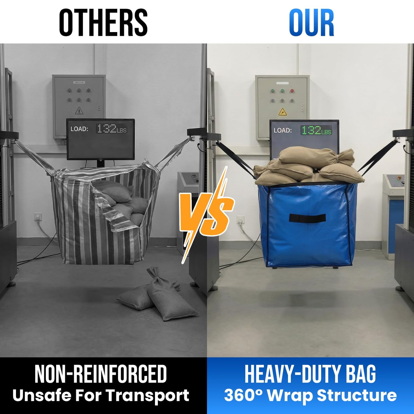 TAILI Extra Large Moving Bags, Heavy Duty Totes for Storage with Visible Window, U-Shaped Around Handles, Storage Contrainer Box for Space Saving, Blue, 4 Pack