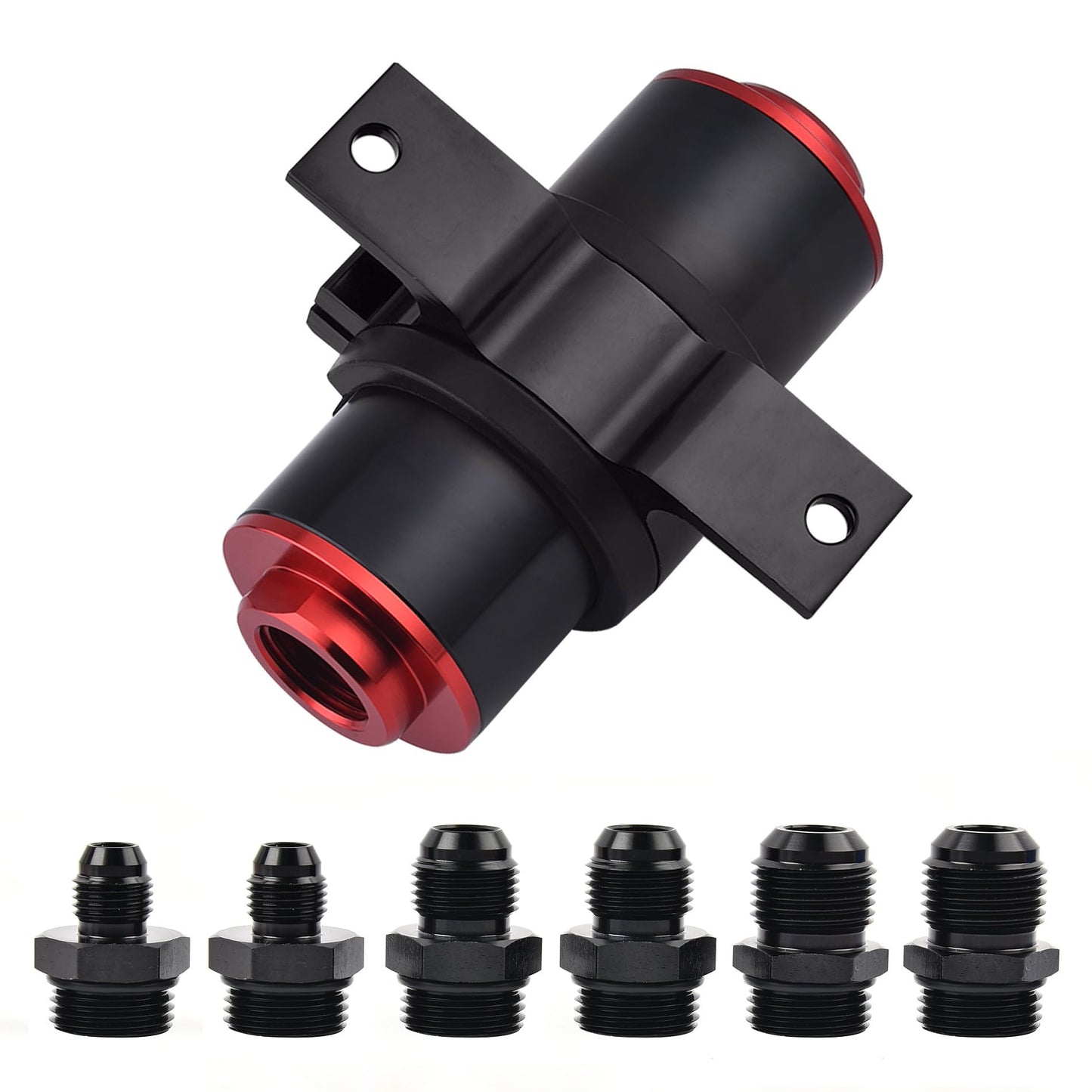EVIL ENERGY Inline Fuel Filter 100 Micron with 6AN 8AN 10AN Adapter&Bracket Clamp 50MM Universal