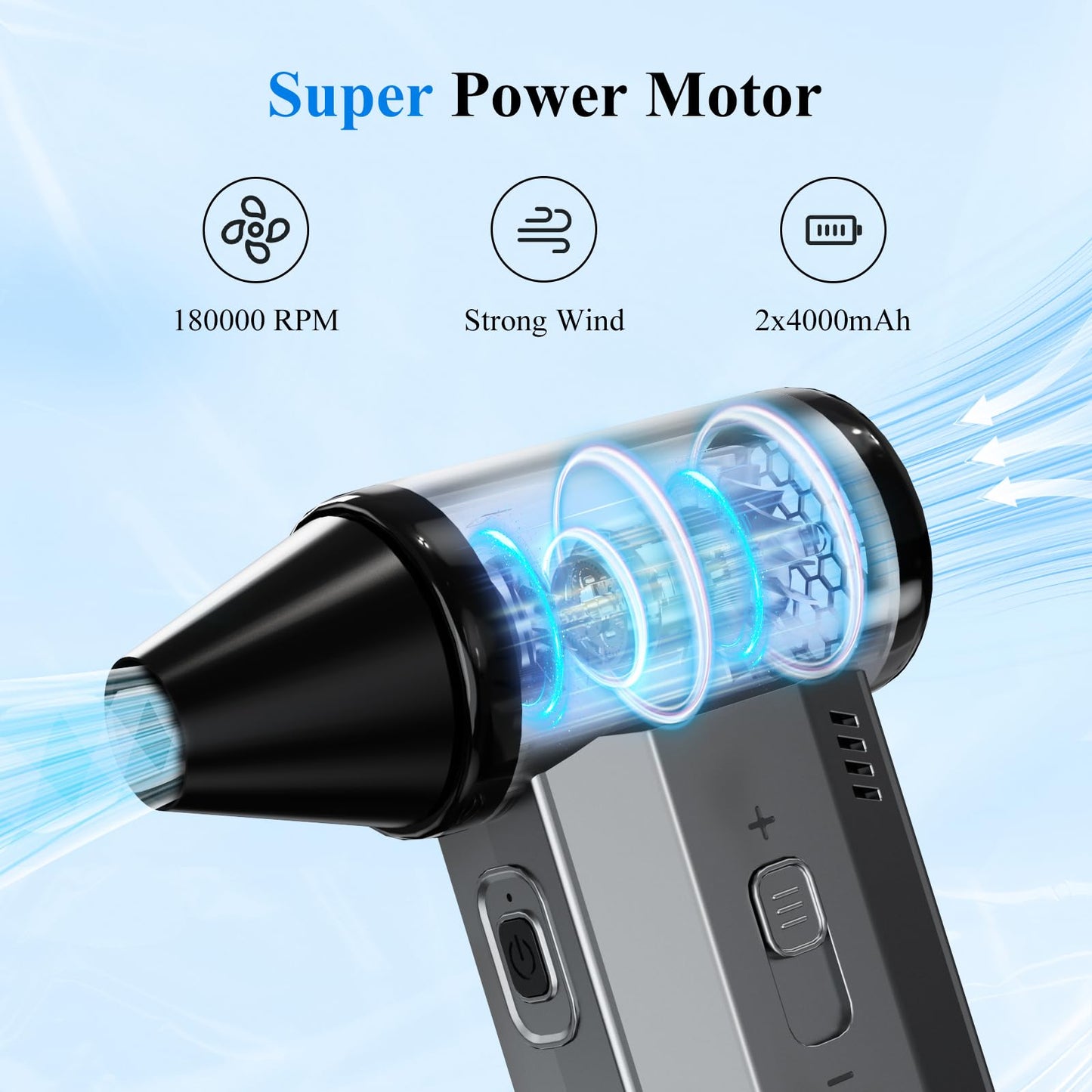 Minthouz Compressed Air Duster-180000RPM Electric Air Duster, Rechargeable Mini Air Blower for Computer, Keyboard, Outdoor, Car, and Home Cleaning, Reusable Replaces Compressed Air Can