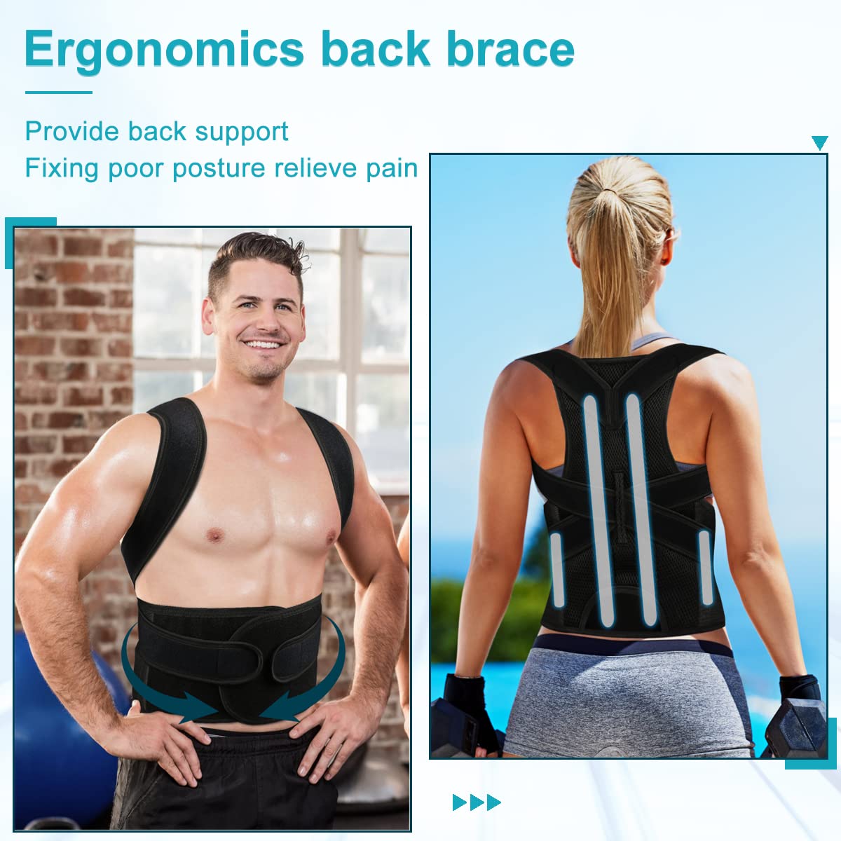 Back Brace Posture Corrector for Women and Men - Relief for Waist, Back and Shoulder Pain - Adjustable and Breathable Posture Back Brace - Improve Back Posture and Provide Lumbar Support XL(37"-42")