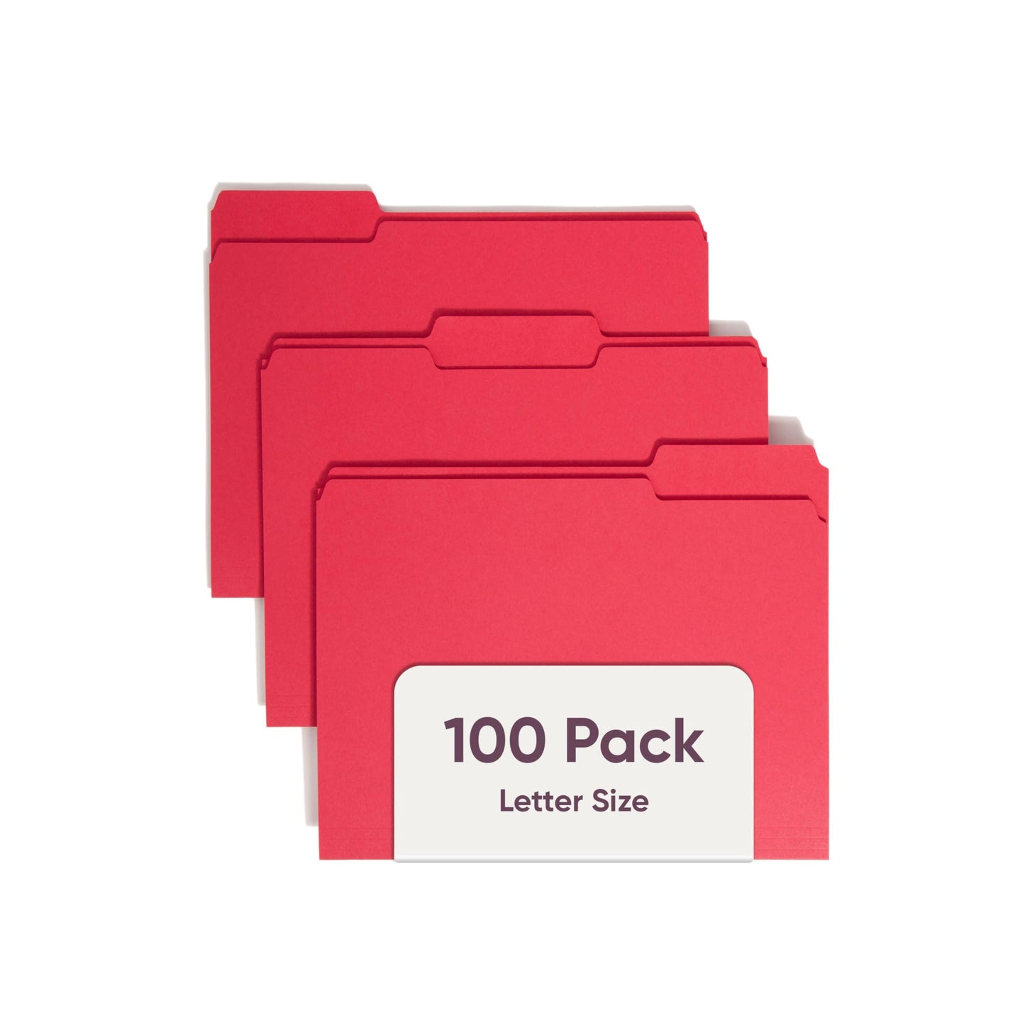 Smead Standard File Folders, 100 Count, Red, 1/3-Cut Tabs, Letter Size (12743)