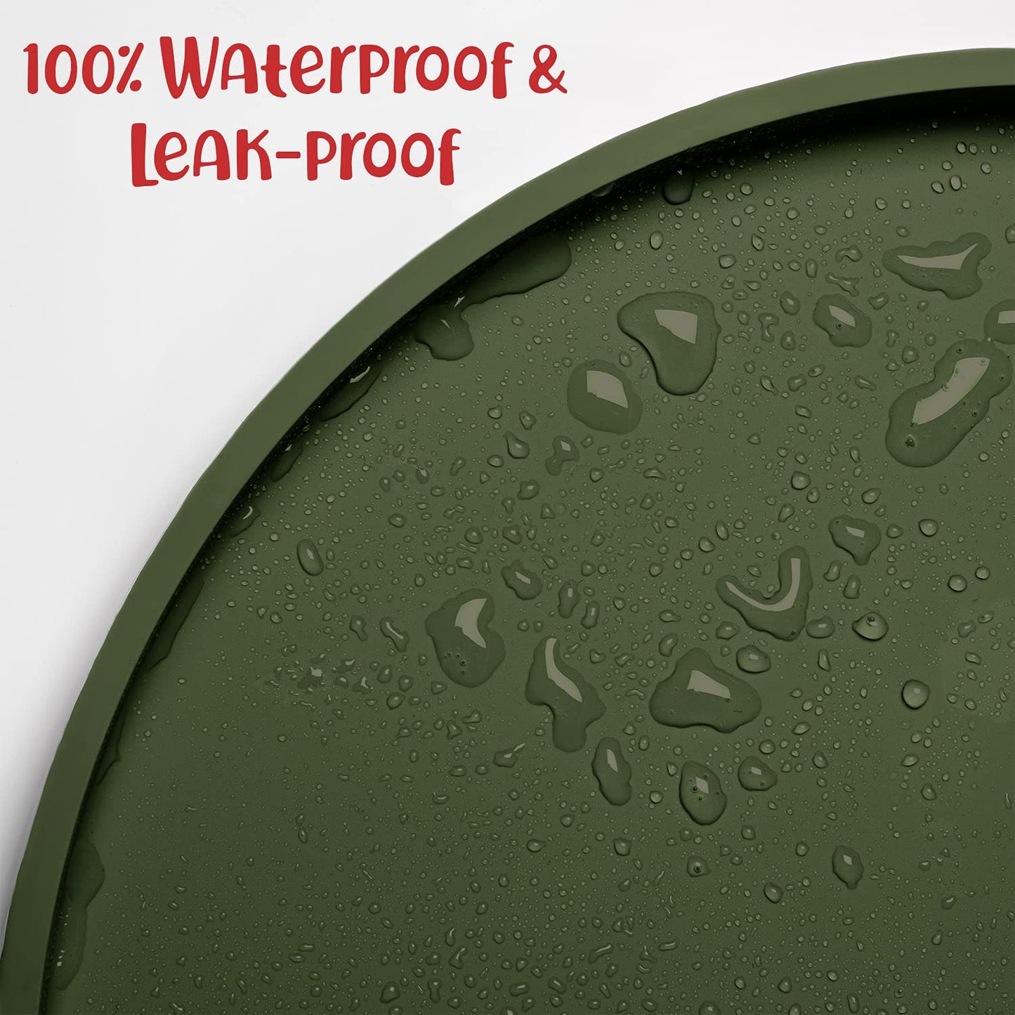 DogBuddy Dog Food Mat, Small (19x11), Large (24x14), Nonslip Pet Food Mat, Silicone Dog Bowl Mat, Washable Dog Mat for Food and Water, Waterproof Dog Food Mats for Floors (Large, Khaki Green)
