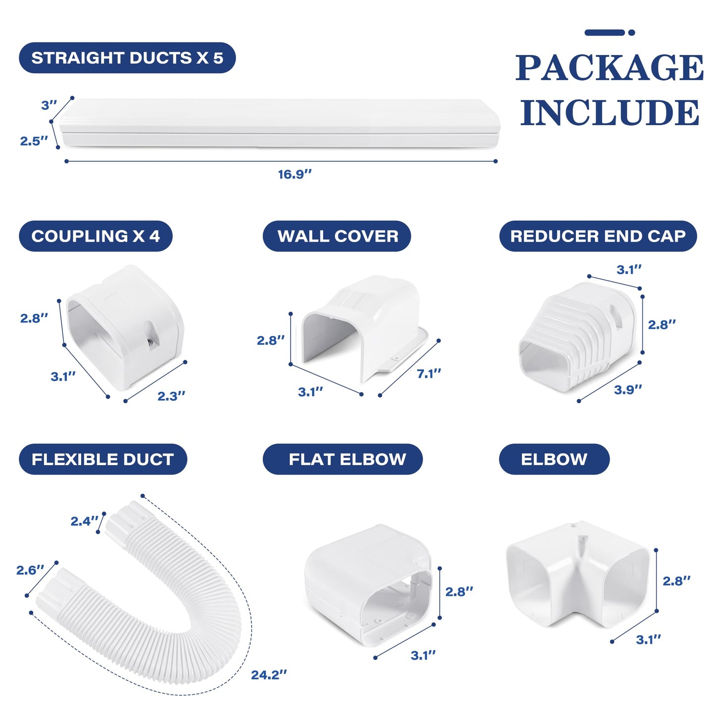 LyPrem 10 FT(304cm) Mini Split Line Set Cover, 3" (7.6cm) PVC Line Cover Kit for Mini Split, Central AC & Heat Pump (White)