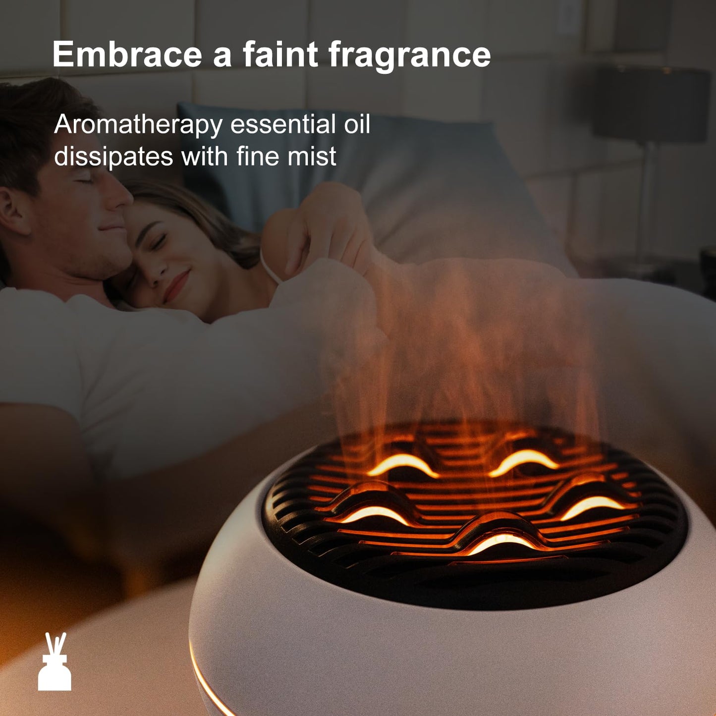 BLOIMP Essential Oil Diffuser 350ML Flame Diffuser Aromatherapy Humidifier, Remote & 7-Color Lights, Cool Mist Humidifier for Home Bedroom, Office, Hotel (White)