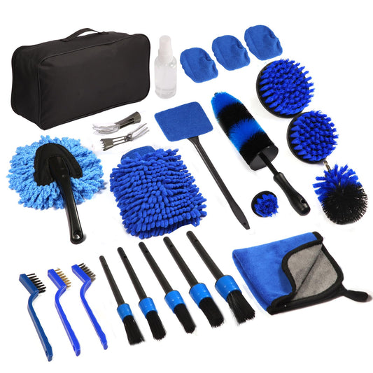 25 Pcs Car Detailing Brush Set No Scratch for Clean Interior or Exterior, Dashboard, Air Vent, Leather Seats, Emblems, Tires, Engine Bay
