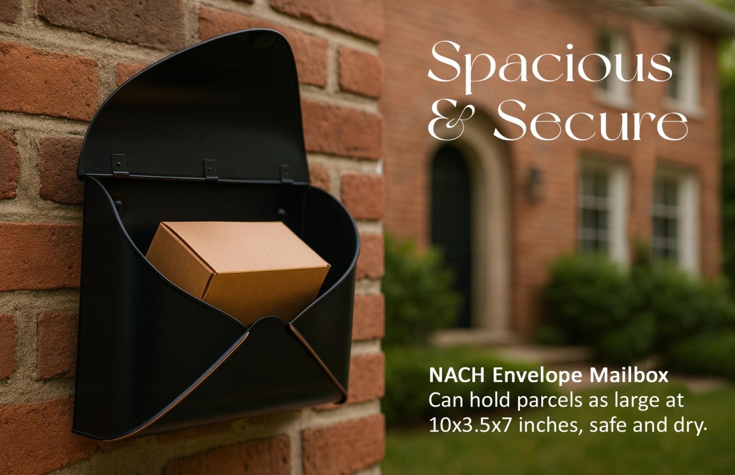 NACH Black Mailbox Wall Mount, 11.5 x 9 x 4.5 inch Wall Mount Mailboxes for Outside, Waterproof Mailboxes for Outside - Envelope Mailbox - Ships from Canada