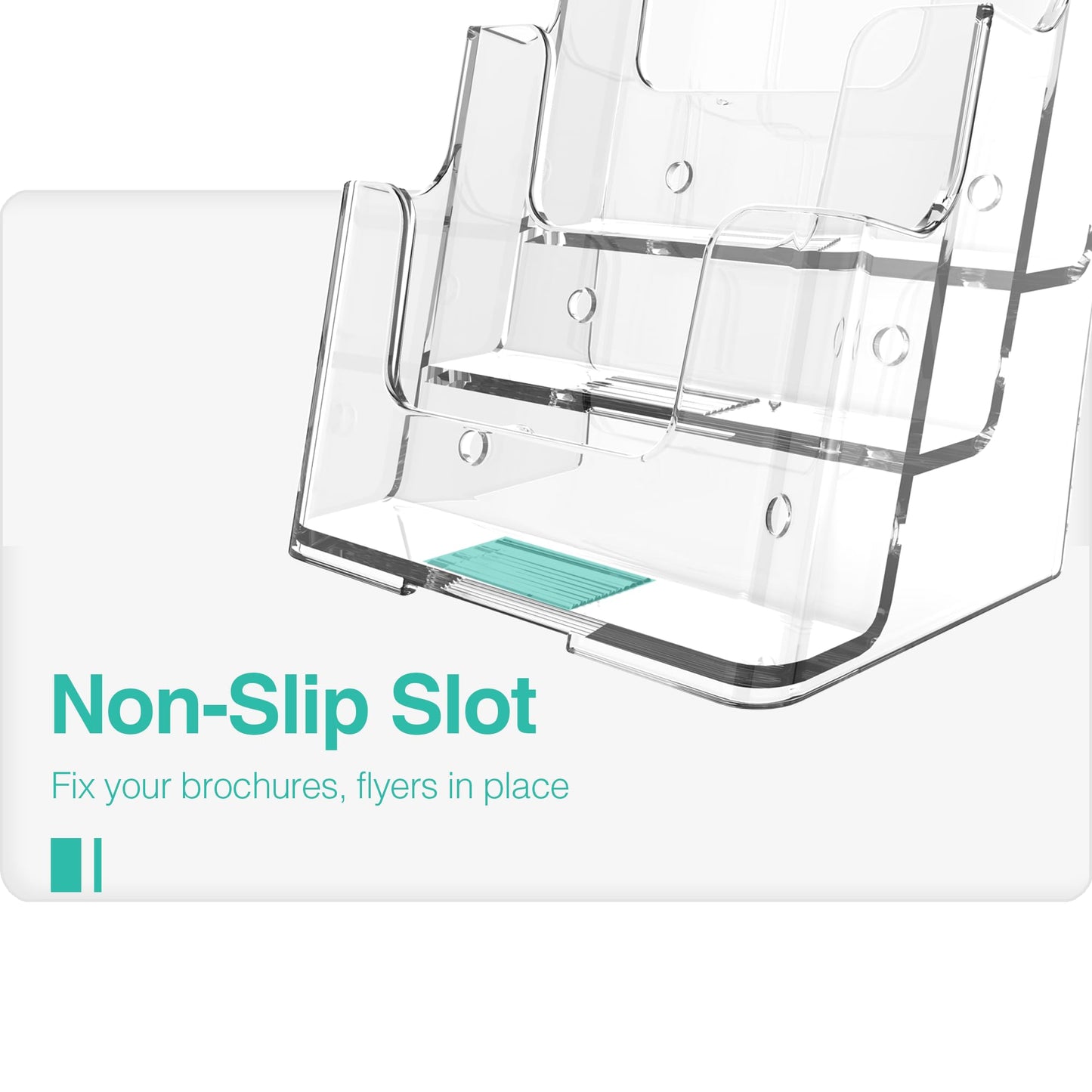 HLF-ho Brochure Holder 6x9 Inch 4 Tier Acrylic Literature Holders Clear Plastic Flyer Display Stand Countertop Use or Wall Mount Pamphlet Holder Organizer for Office, Lobby, Hotel, Trade Show, 2 Pack