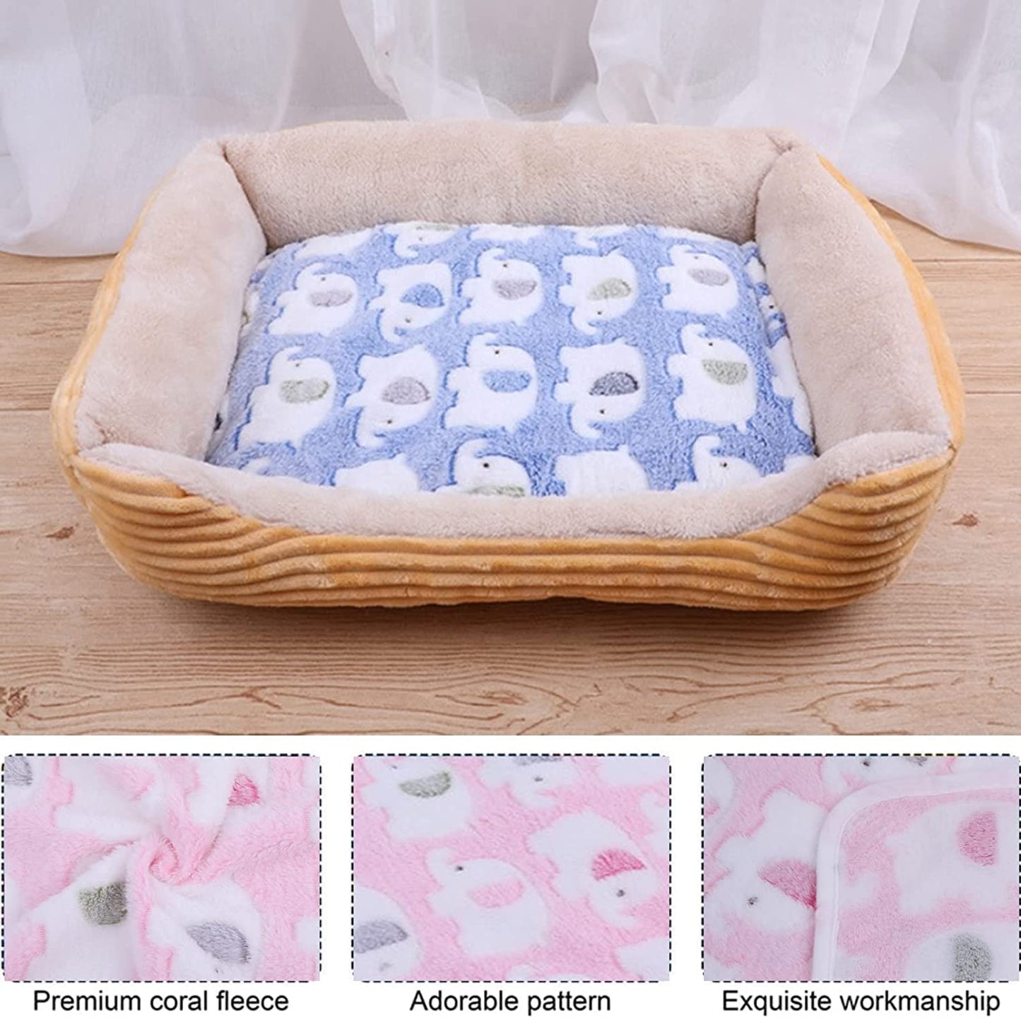 Byolec 18 Pieces Dog Blanket Warm Pet Blankets Puppy Supplies Cute Paw Bone Star Elephant Dot Heart Print Design Bed for Cat Kitten Doggy and Animals, 15.75 x 23.6 Inch