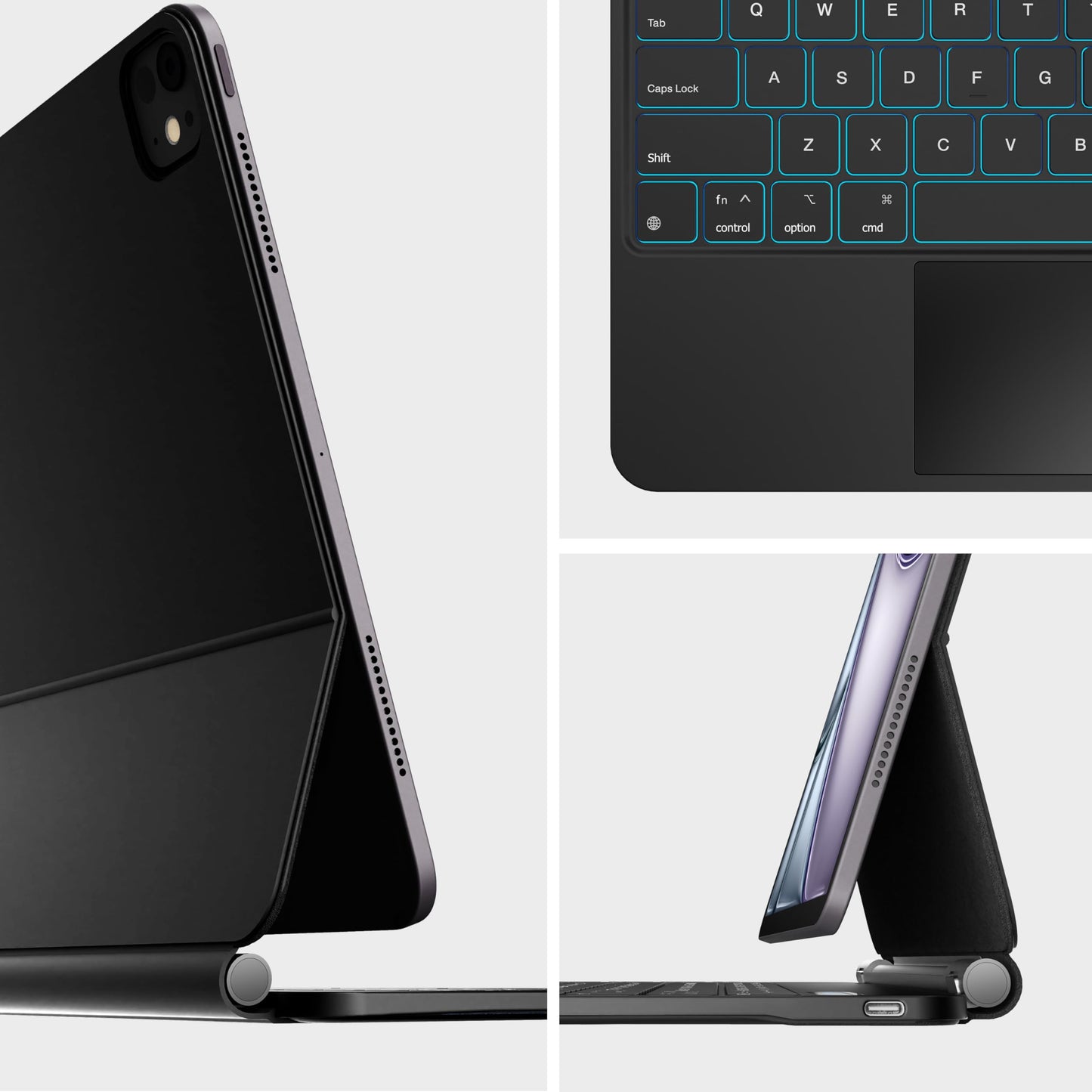 Keyboard Case for iPad Air 11 inch M2 2024,iPad Air 5th/4th Gen and iPad Pro 11 inch(4th,3rd,2nd,1st Gen),7 Colour Backlit, Multi-Touch Trackpad, Floating Magnetic Design, Obsidian Black