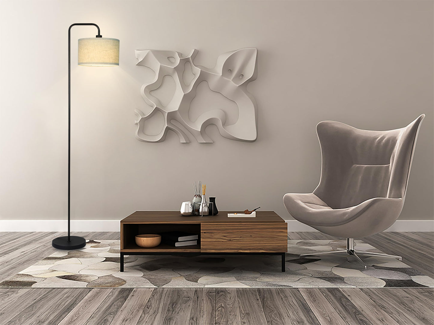 Floor Lamp for Living Room, Modern Arc Standing Lamp, 3 Color Temperatures, Bulb Included Suitable for Living Room, Bedroom, Office, Study, Baby's Room etc.