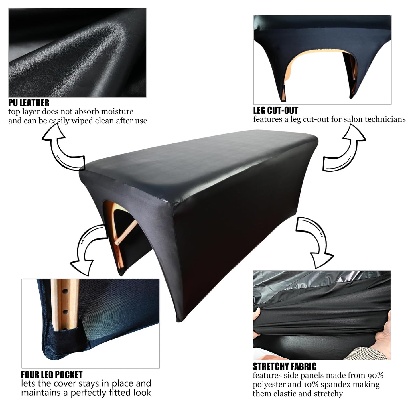 32-inch PU Leather Massage Table Cover (1-Pack) | Wipeable, Reusable & Waterproof Protector | Ideal for Salons, Spas, and Home Use