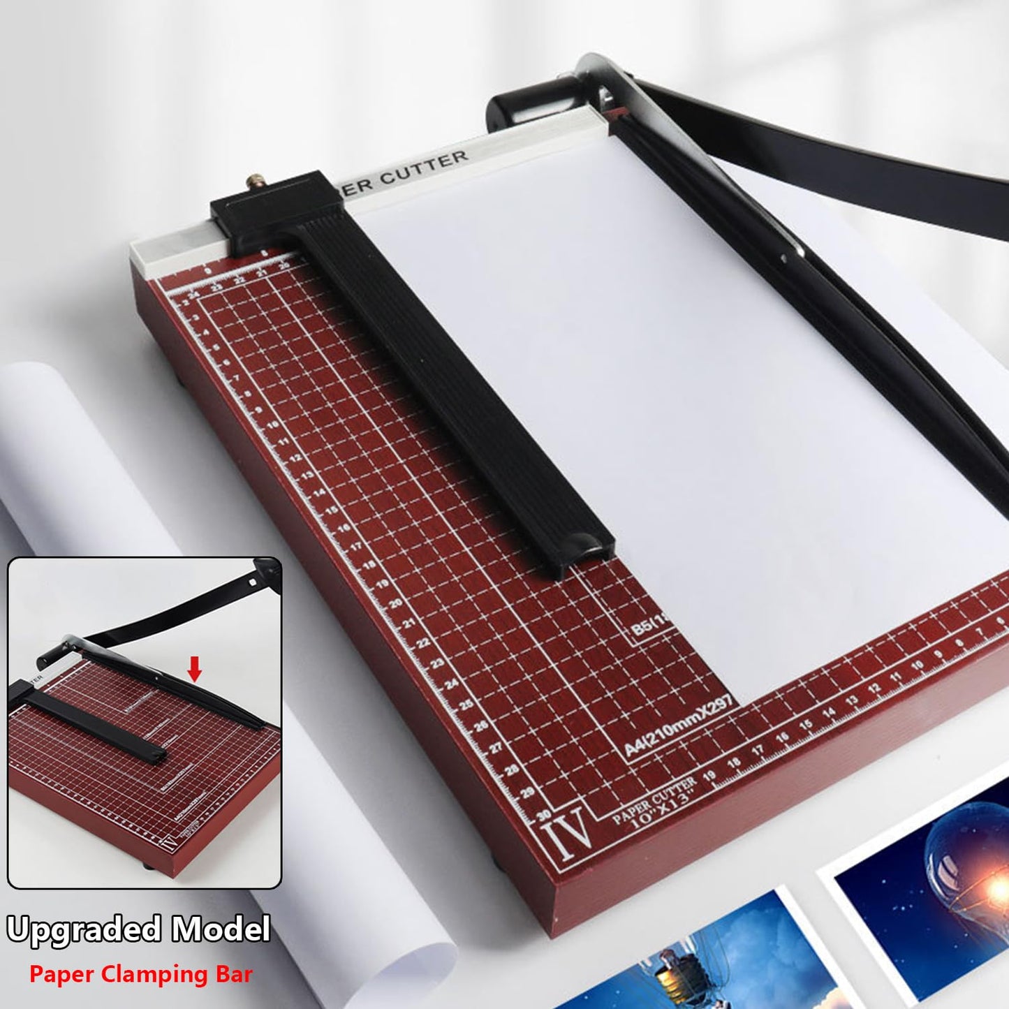 12" Guillotine Paper Cutter – A4 Size Heavy Duty Precision Trimmer with Safety Guard, 15 Sheets Capacity,Titanium Blade for Cutting Paper,Cardstock, Photos,Vinyl, Crafts & Labels (Brown, 12"x10")