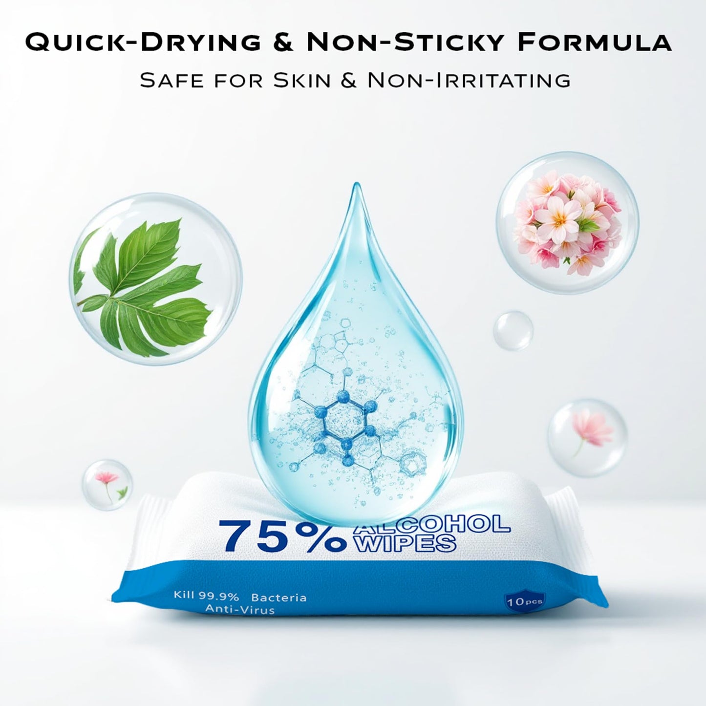 Sllic® - Disinfectant Wet Wipes - All-Purpose - 75% Alcohol Wipes - Clean & Sanitize Surfaces & Skin - Safe for Skin - Quick-Drying & Non-Sticky Formula - Unscented - 300 Wipes (30 Packs of 10 Each)