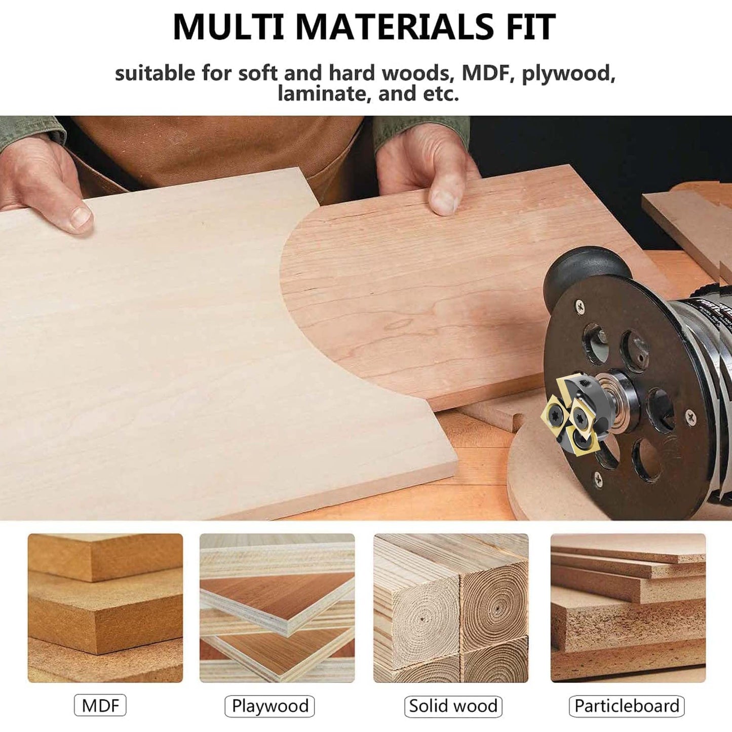 SpeTool 1/4 Inch Shank 1-1/4" Cutting Diameter Spoilboard Surfacing Router Bit 2+2 Inserts Cutter Planing Bit Flycutter with ATS Coated Insert