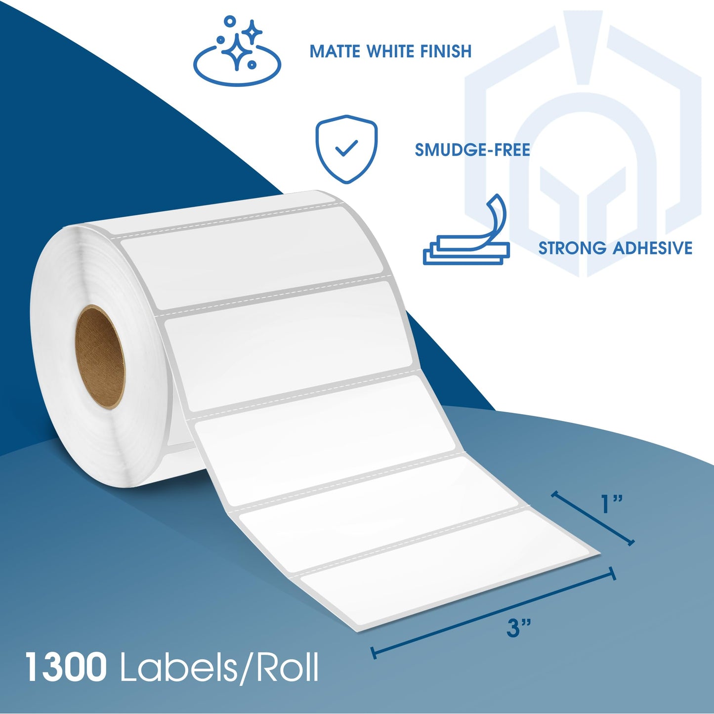 Spartan Industrial - 3" X 1" Direct Thermal Labels (10 Rolls, 1300/Roll) Perforated Barcode Address Labels - Compatible with Rollo and Zebra Desktop Printers