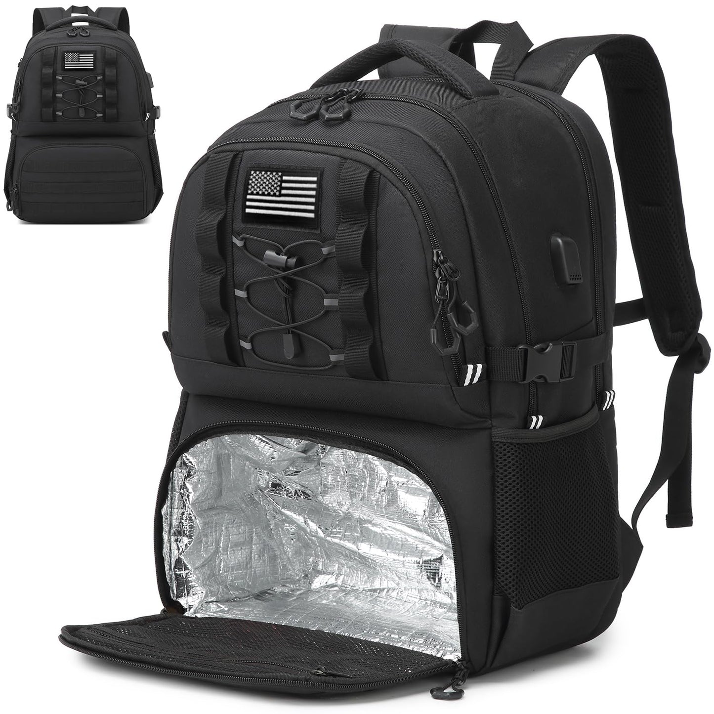 Laptop Lunch Backpack for Men - 40L Work Backpack with Lunch Compartment and USB Post for Work, Travel, Picnic