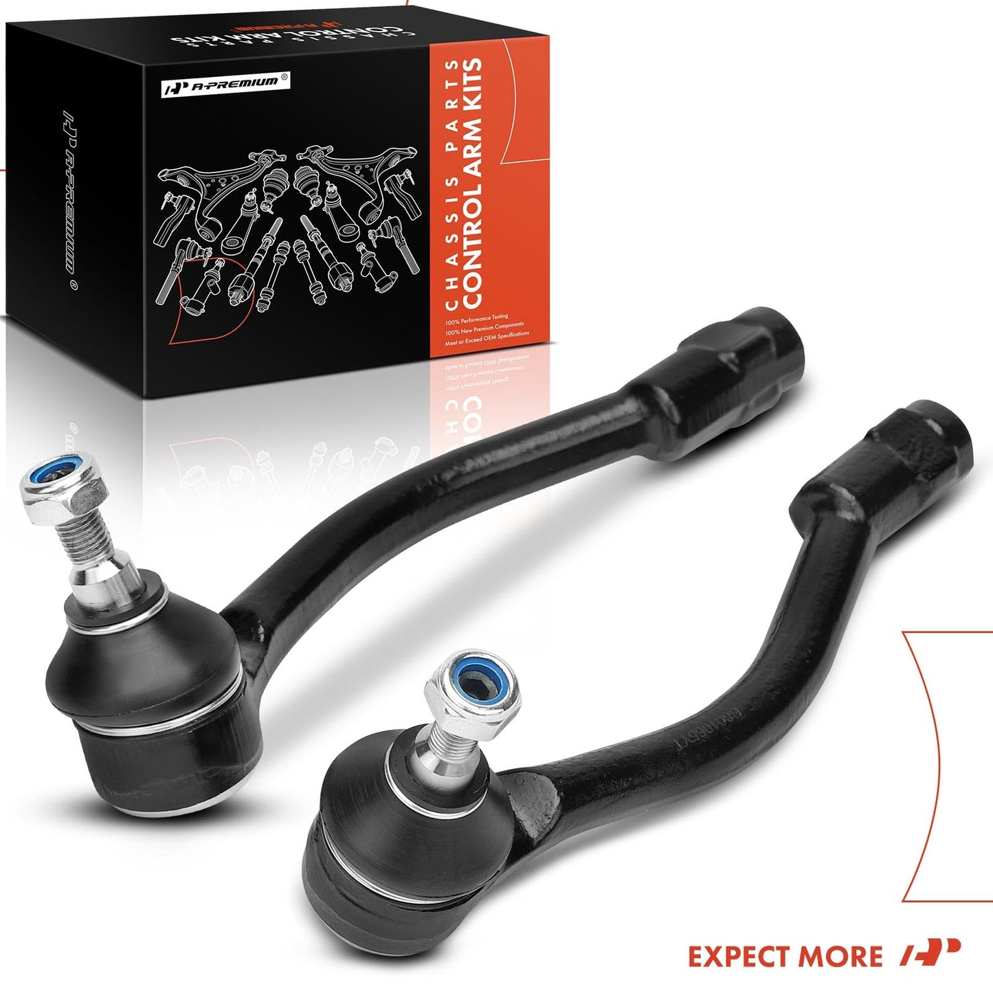 A-Premium 2 x Front Outer Tie Rod Ends, Compatible with Kia Forte 2014-2018, Forte Koup 2014-2017, Forte5 2014-2018