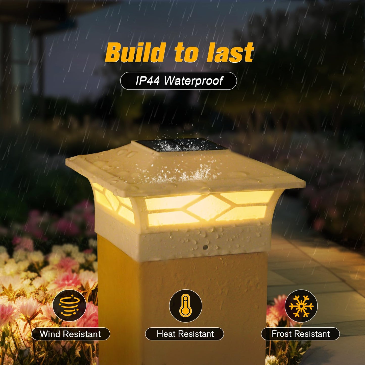 JOFIOS Solar Post Cap Lights - White Solar Fence Deck Post Lights for 4x4 Vinyl/Wooden Posts, Outdoor Warm White/Cool White Lighting, Waterproof Decorate Garden Pathway