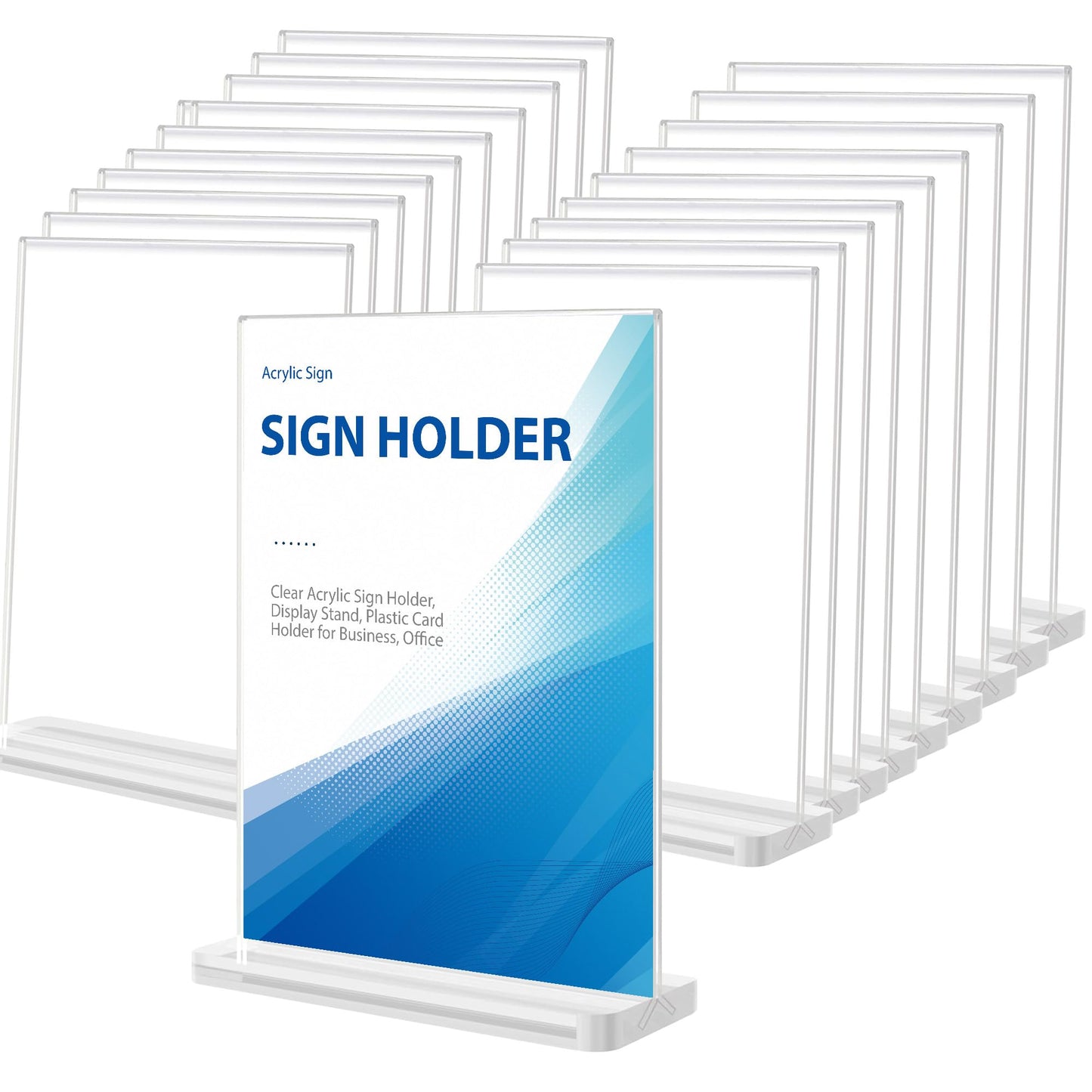 20 Pack Acrylic Sign Holder Clear Display Stand Double Sided Vertical Flyer Menu Brochure Holders for Restaurant Wedding School Office Hotel Party, 4 x 6Inch