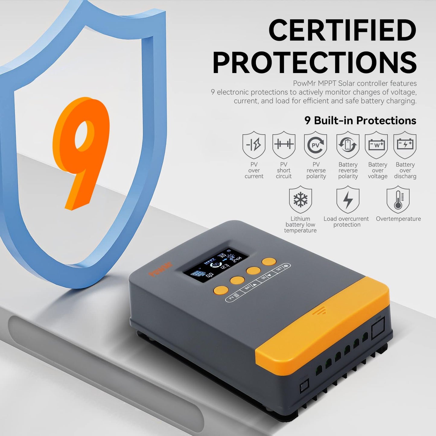 25Amp MPPT Charge Controller 12V 24V 36V 48V Auto, 25A Solar Charge Controller Intelligent Regulator w/LCD Display for AGM, Gel, Flooded and Lithium Battery Charging