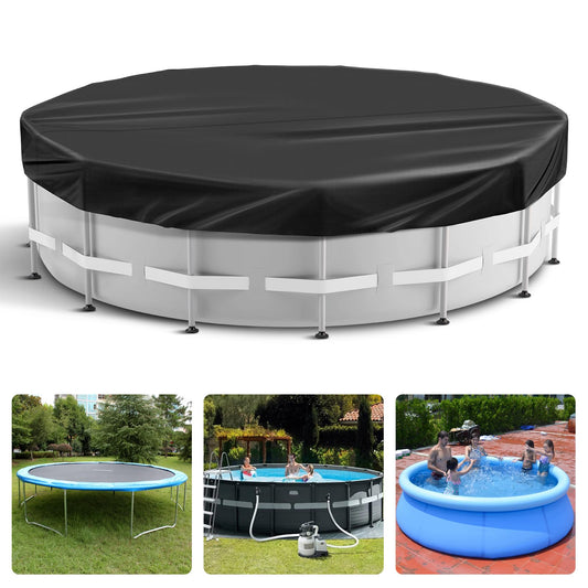 12 Ft Round Pool Cover Solar Cover for Above Ground Pool with Pool Covers Accessories Swimming Round Solar Pool Covers for Above Ground Pools Heavy-Duty Waterproof Dustproof(Black)