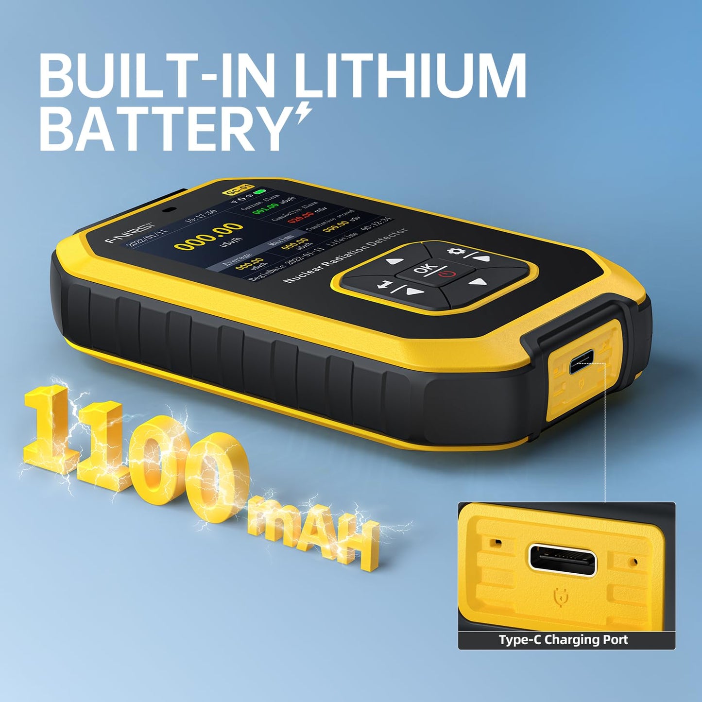 FNIRSI Geiger Counter Nuclear Radiation Detector - Radiation Dosimeter with LCD Display, Portable Handheld Beta Gamma X-ray Rechargeable Radiation Monitor Meter, 5 Dosage Units Switched,0.0μSv-500mSv