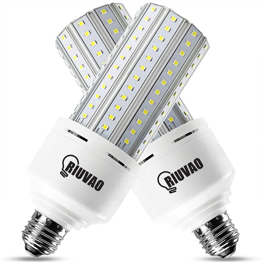 2 Pack Corn Cob LED Light Bulb 600W Equivalent, 60W LED Corn Bulb 7500 Lumen 5000K Large Area Cool Daylight White E26/E27 Medium Base for Garage Backyard Bedroom Warehouse Factory Workshop Street