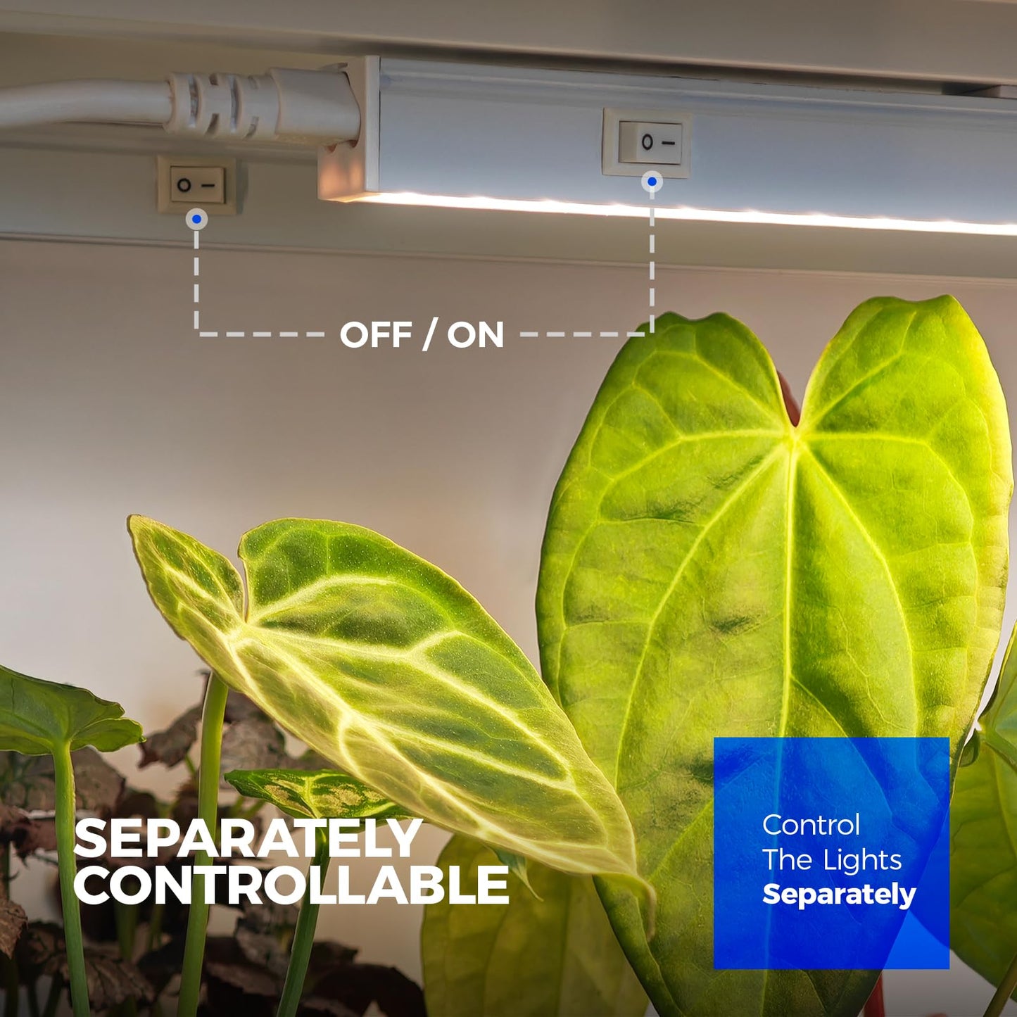 Barrina T5 Grow Lights for Indoor Plants Full Spectrum, 2ft 80W (8 x 10W, 500W Equivalent), LED Grow Light Strip for Greenhouse, Plant Grow Shelf, Easy Installation, Yellow, 8-Pack