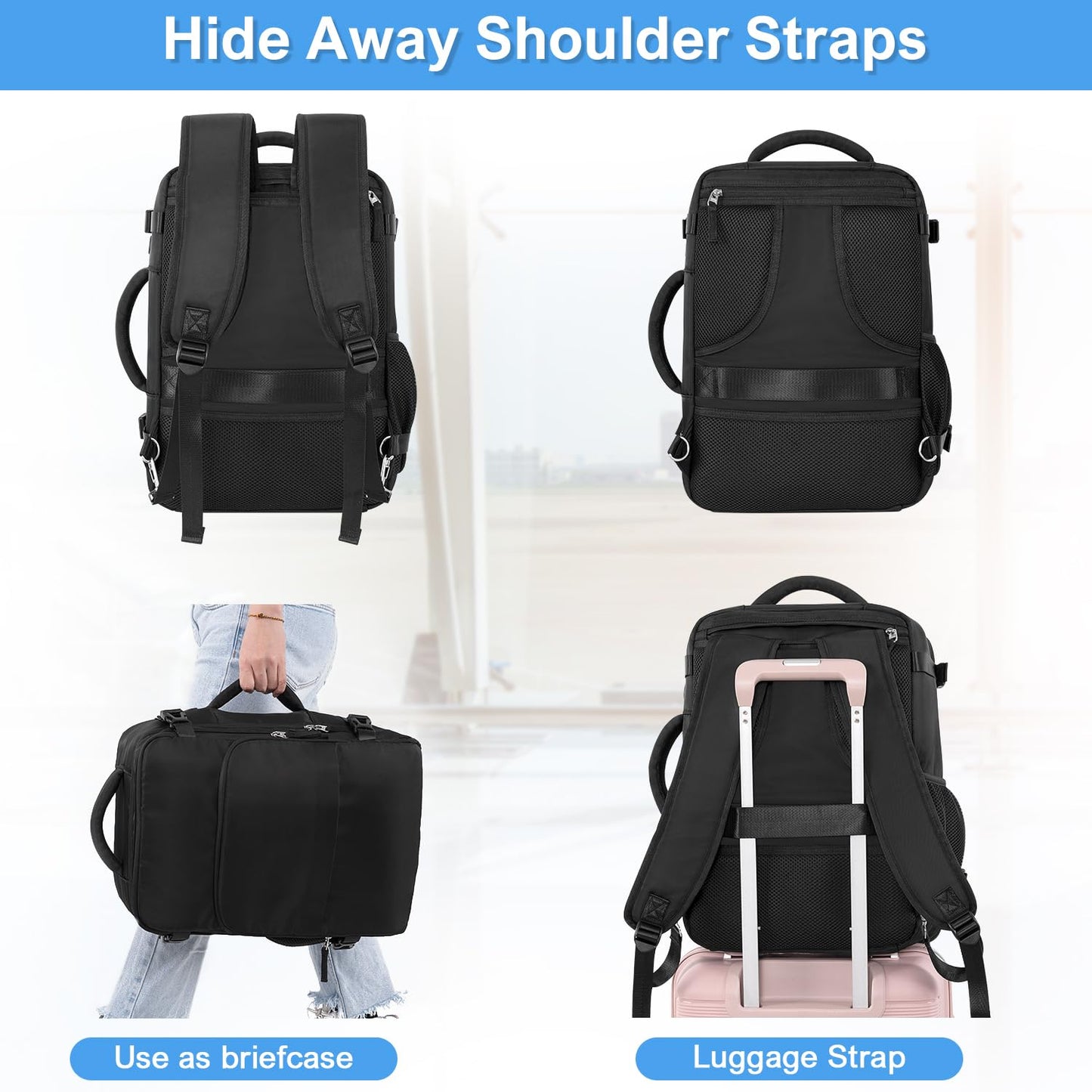 Sinaliy Travel Backpack, Black, X-Large, Modern