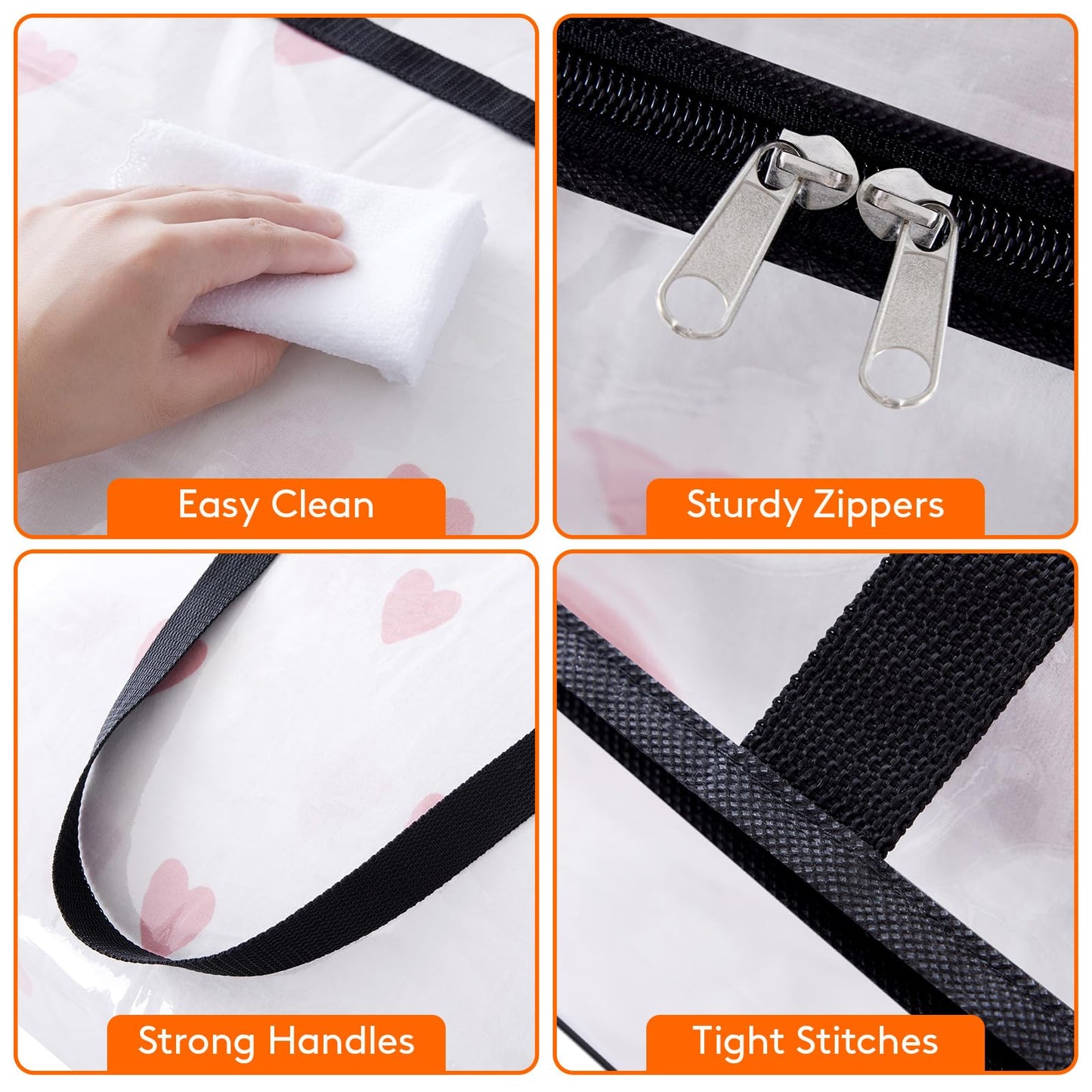 Lifewit 4 Pack Clear Clothes Storage Bags, 60L Plastic Blanket Storage Bags, Vinyl Foldable Moving Bags with Zipper, Closet Organizers and Storage Containers for Bedding, Duvet, Comforter