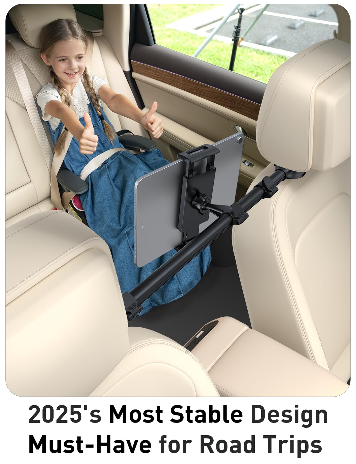 Car Headrest Tablet Holder for iPad: [Front & Rear Flip Mount] Adjustable Back Seat Tablet TV Portable Monitor Holder, Car Road Trip Essentials for Kids Compatible with 4.7-16.1" Devices