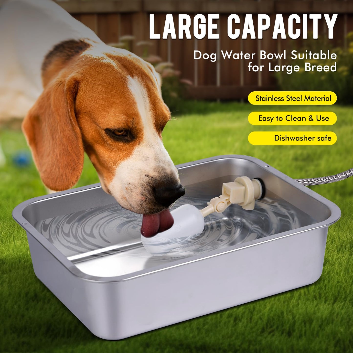 Automatic Water Dispenser for Dogs 3Gal Outdoor Water Bowl Dispenser Large Breed XLarge Auto Fill Dog Waterer Stainless Pet Waterer Big Cats Chicken Livestock (15.7" X 11.8")