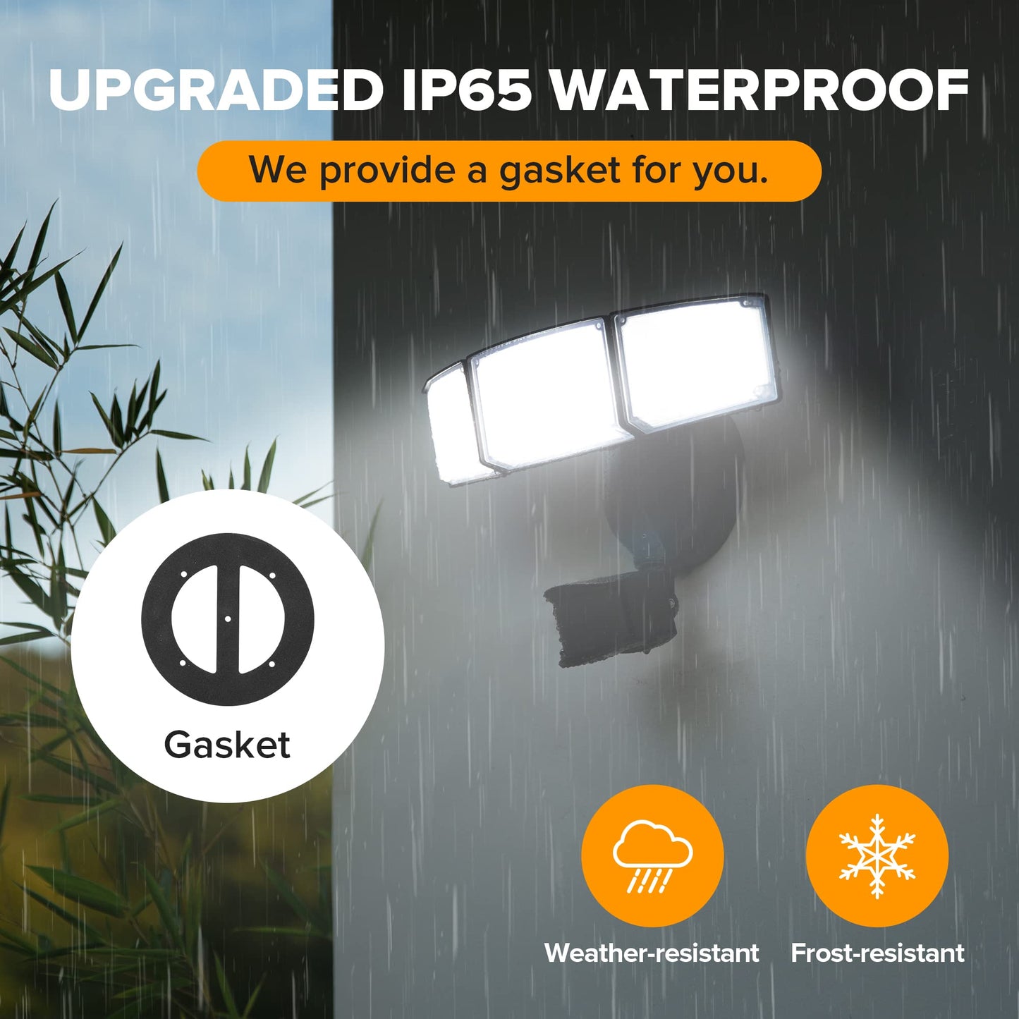 LUTEC 72W 6300LM LED Security Lights Motion Sensor Light Outdoor, 5000K Daylight, IP65 Waterproof, Dusk to Dawn, 3 Head Motion Detected Flood Light for Garage, Yard, Porch(Black)