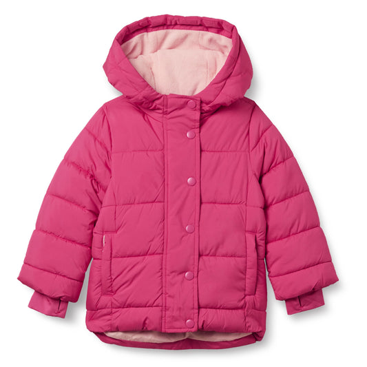 Amazon Essentials Toddler Girls' Heavy-Weight Hooded Puffer Coat, Raspberry Pink, 3T