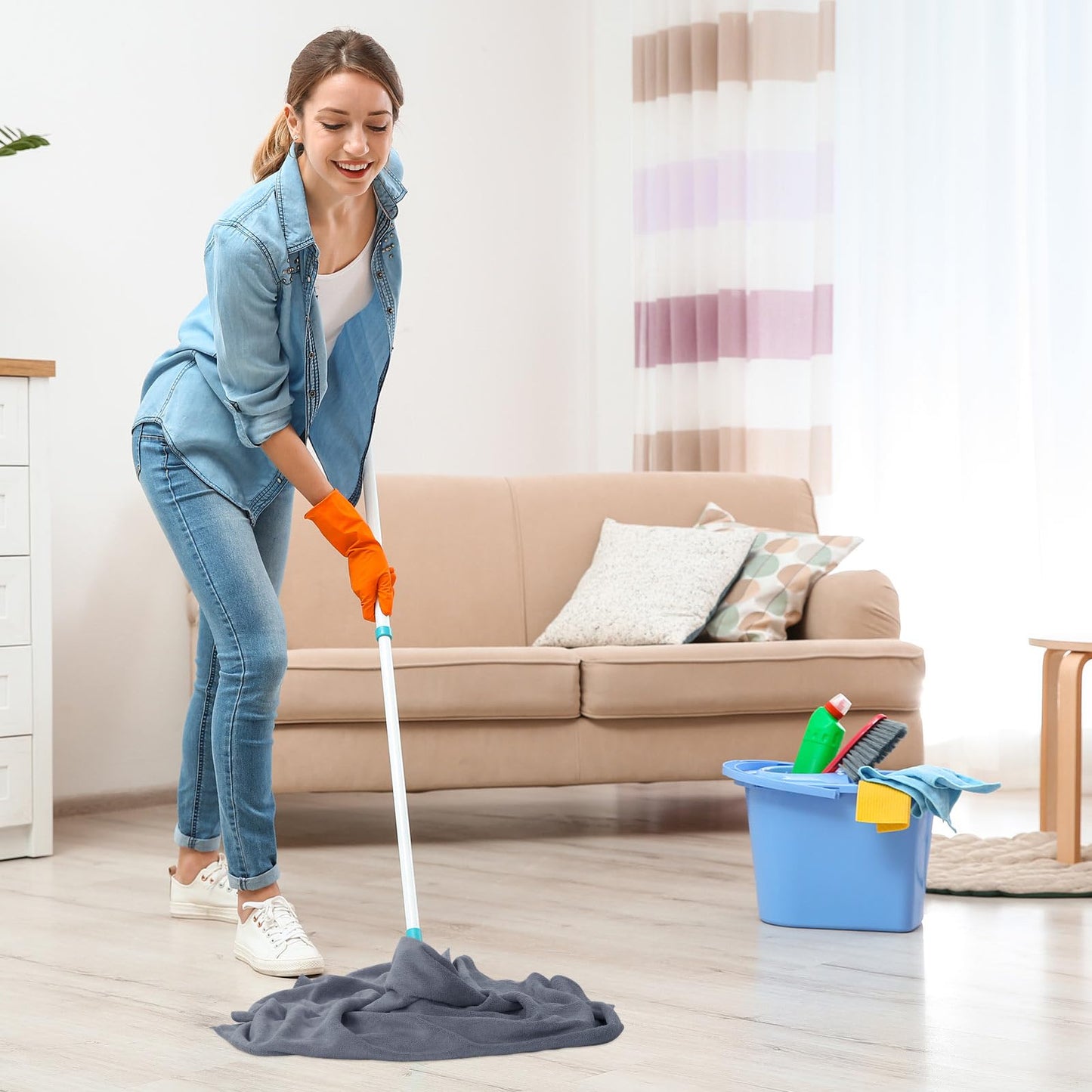 SmoothNovelty 10 Pcs Extra Large Microfiber Cleaning Cloth 30" x 20" Large Floor Microfiber Towel Reusable Washable Free Lint Free Cloth Rag for Squeegee Mop Floor Window Housekeeping(Bright Color)