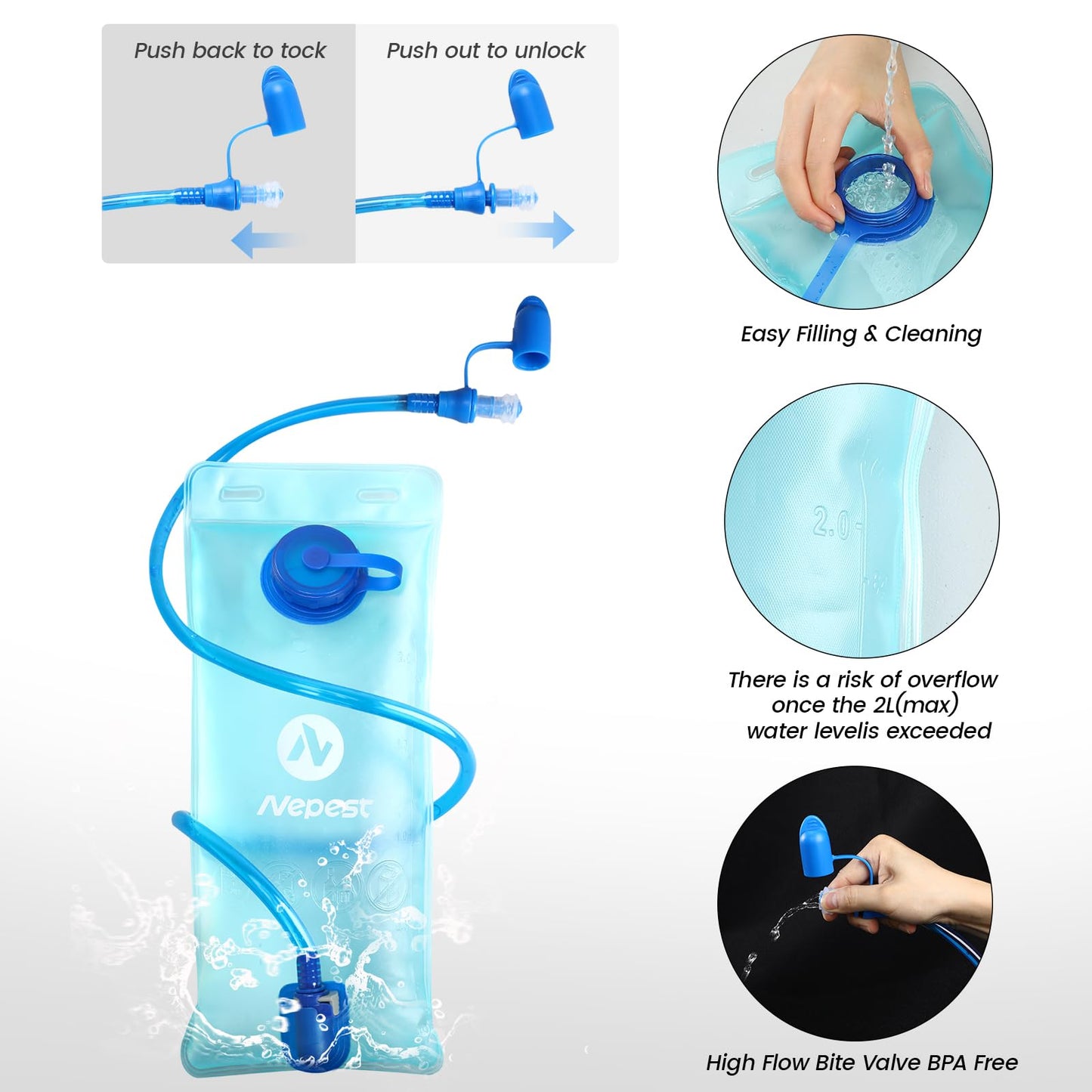 Hydration Pack Backpack, Water Backpack with 2L Water Bladder for Hiking Cycling Running, Green