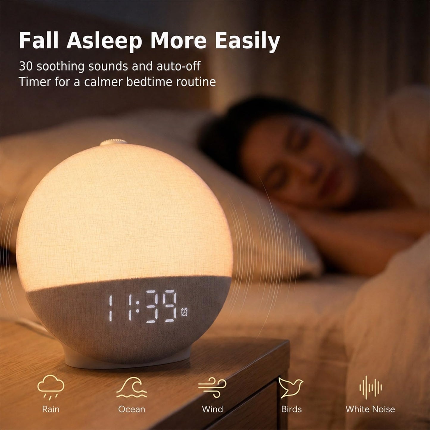 Sunrise Alarm Clock with Sound Machine, Natural Wake Up Light with Night Light, 30 Sleep Sounds, Speaker, White Noise Machine Alarm Clocks for Bedrooms, Heavy Sleepers