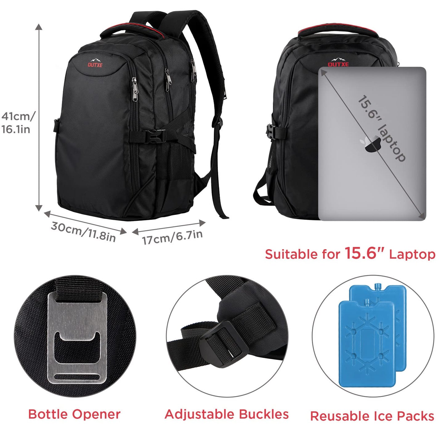 OUTXE Cooler Backpack Insulated Cooler Bag for 14" laptops Lunch Backpack 20L